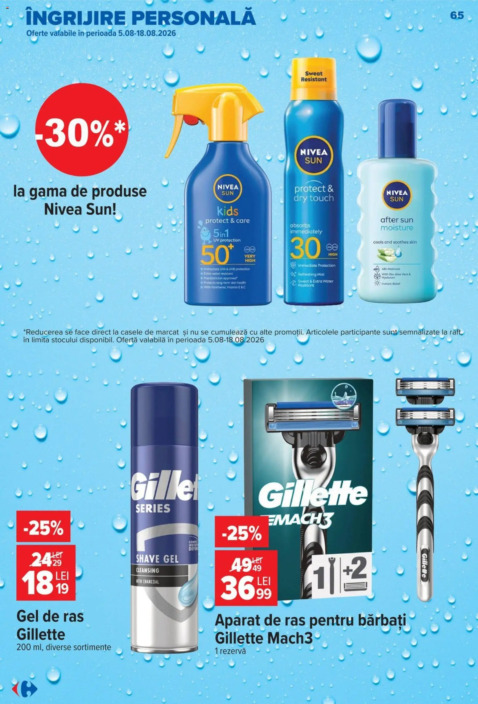 Noul catalog Carrefour – valabil de la 12.08.2026 | Pagină: 66 | Produse: Nivea, Gel de ras, Aparat De Ras, Aparat