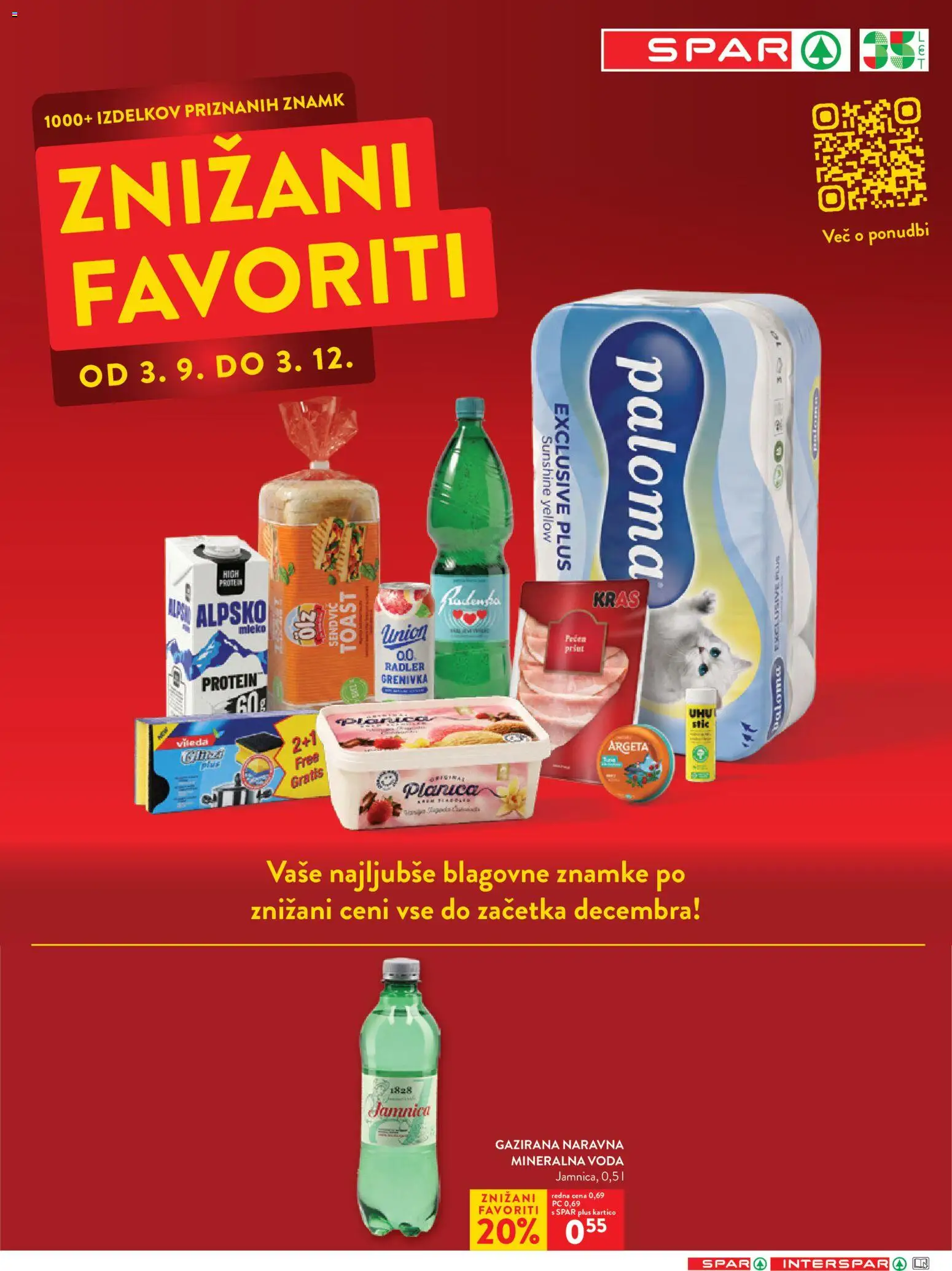 Novi Spar katalog ponudbe – veljaven od 16.09.2026 | Stran: 13 | Izdelki: Toast, Mineralna voda, Mleko, Voda