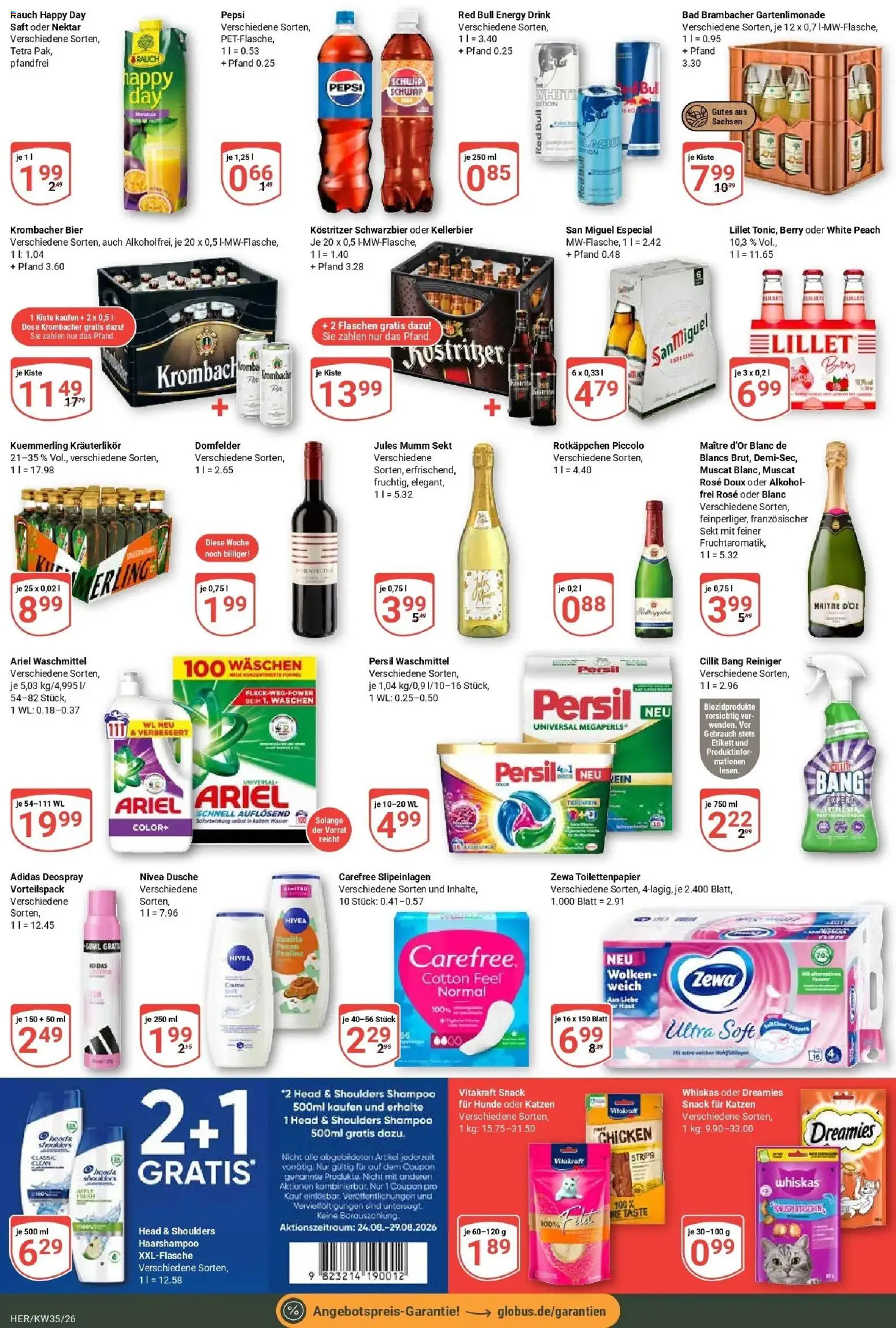 Globus Prospekt Hermsdorf (ab 24.08.2026) » Angebote online | Seite: 7 | Produkte: Head & shoulders, Krombacher, Pepsi, Persil