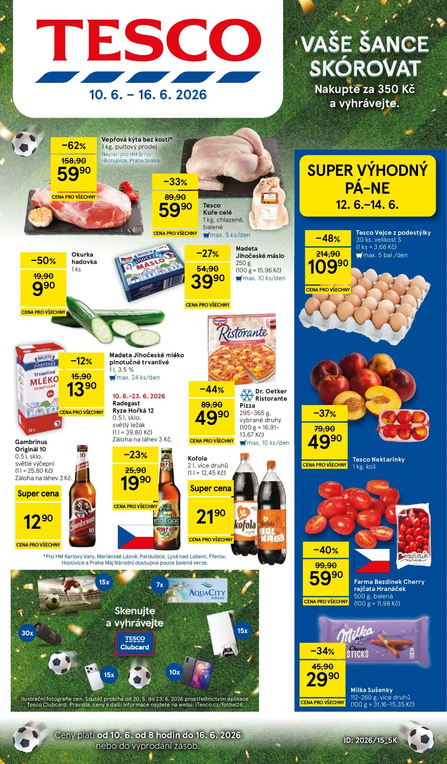 Tesco leták - Hypermarket od 10.06.2026 | Strana: 1 | Produkty: Vejce, Cherry rajčata, Vepřová Kýta, Okurka