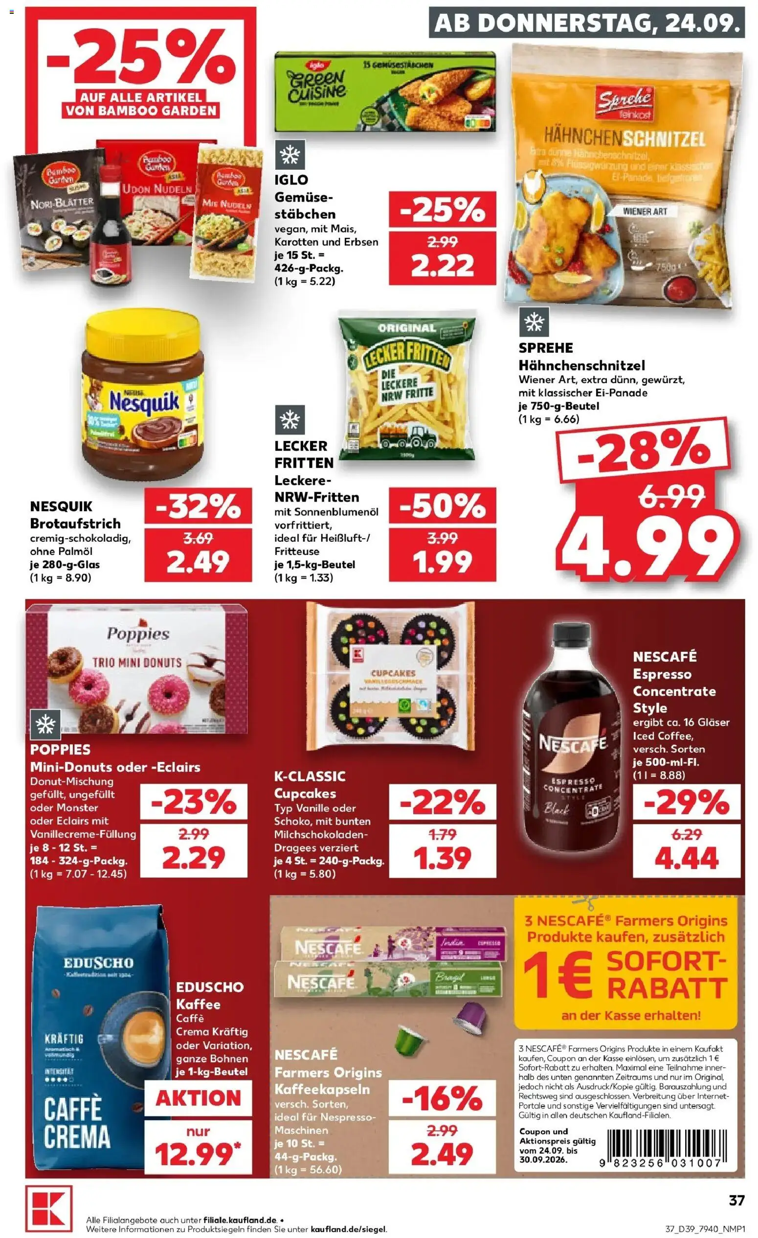 Prospekt Kaufland ab 21.09.2026 » Angebote Online zum Blättern | Seite: 51 | Produkte: Donuts, Nudeln, Fritteuse, Eduscho