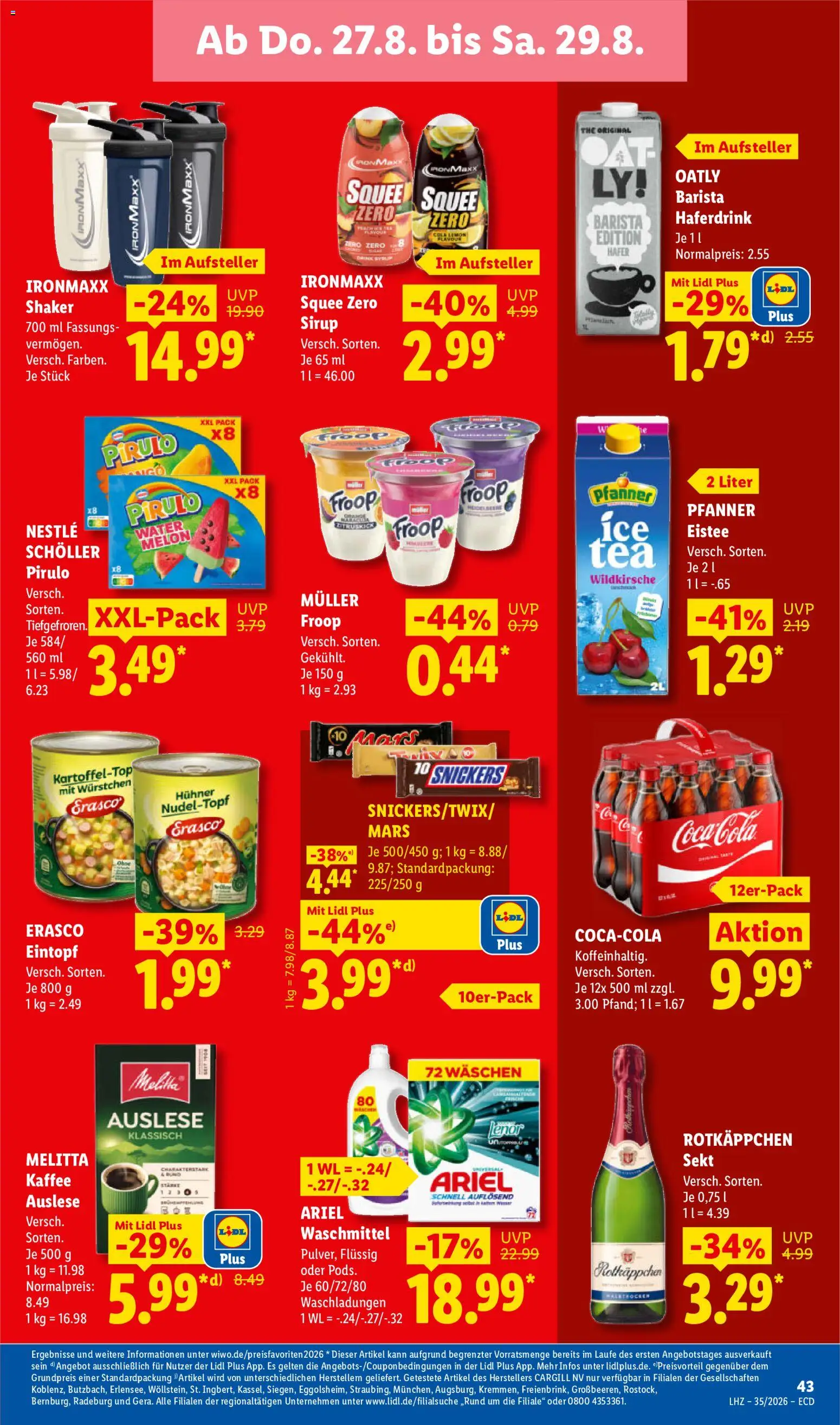 Lidl Německo leták od 24.08.2026 | Strana: 67 | Produkty: Lenor, Coca cola, Sekt, Sirup