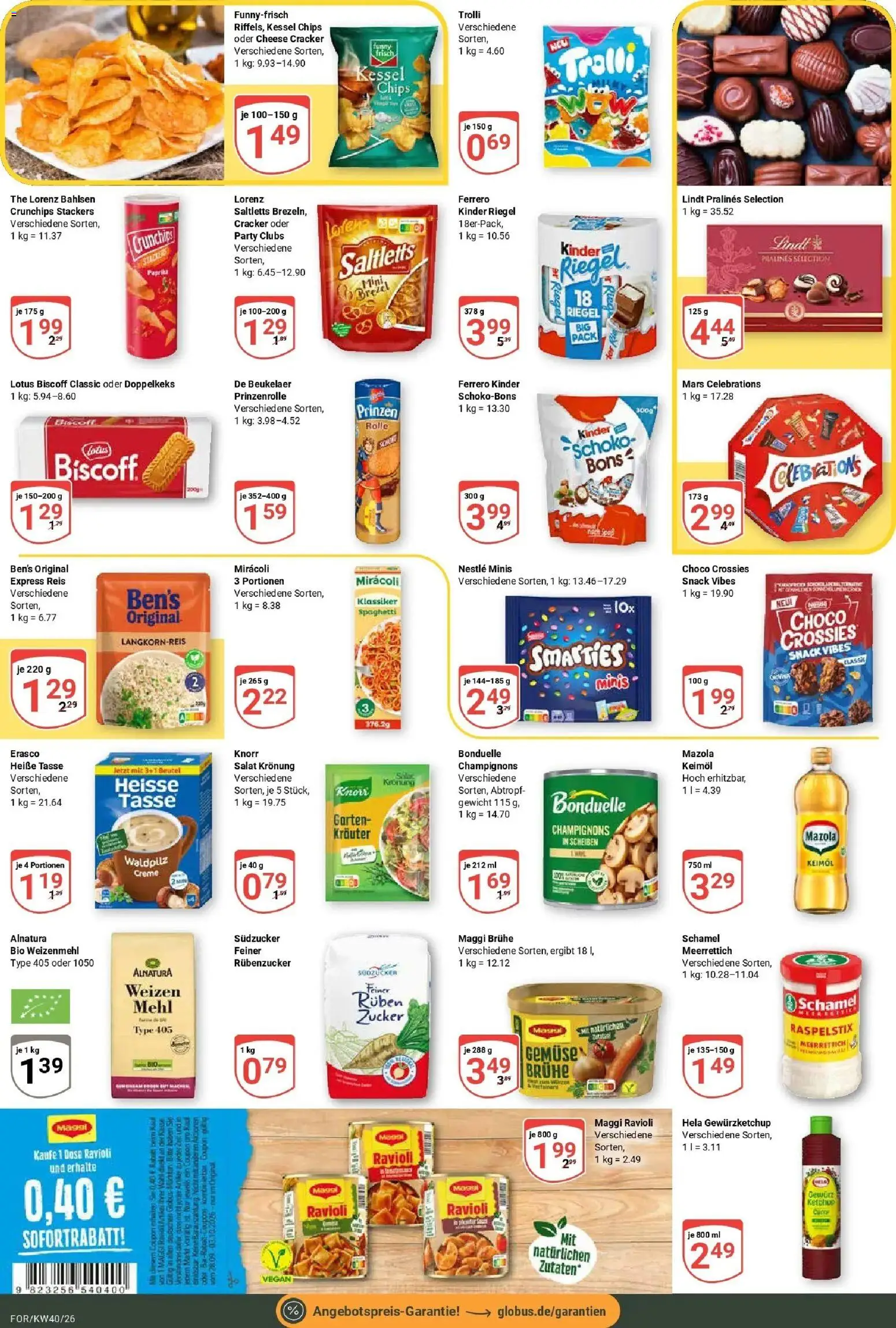 Globus Prospekt Forchheim (ab 28.09.2026) » Angebote online | Seite: 17 | Produkte: Mehl, Knorr, Kinder riegel, Zucker