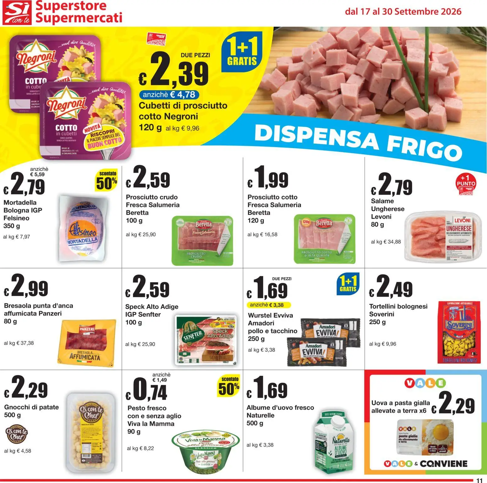 Volantino Sì con Te del 17/09/2026 | Pagina: 11 | Prodotti: Speck, Uova, Tè, Aglio