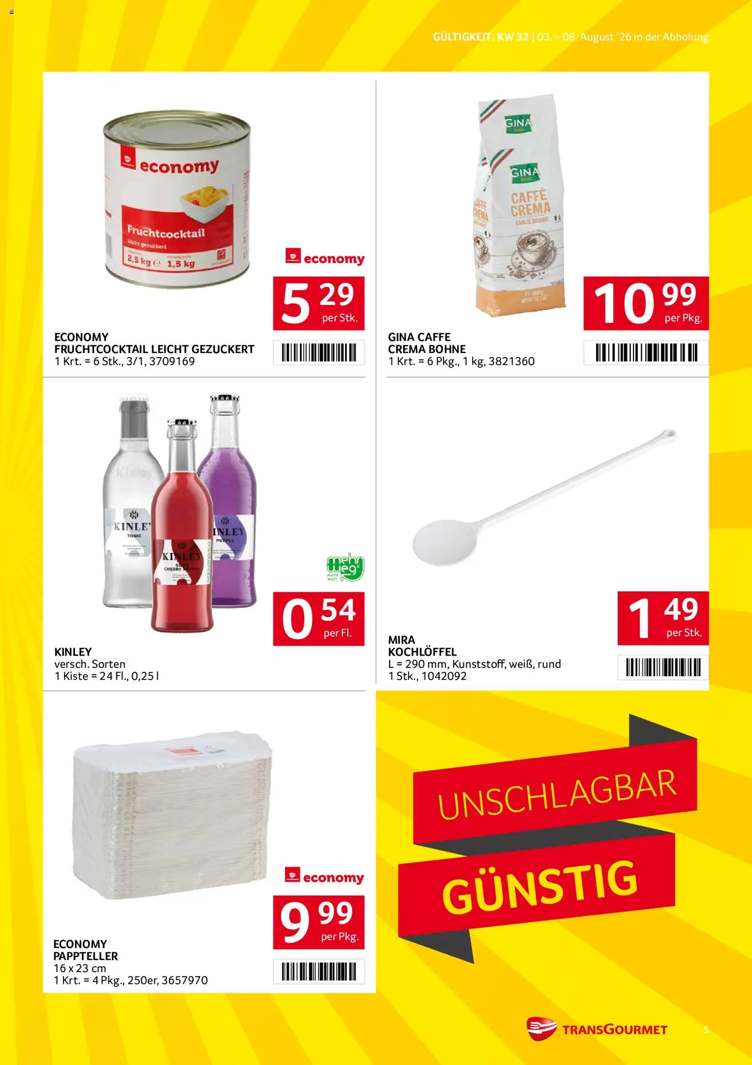 Transgourmet Flugblatt gültig ab 03.08.2026 | Seite: 5 | Produkte: Bohne