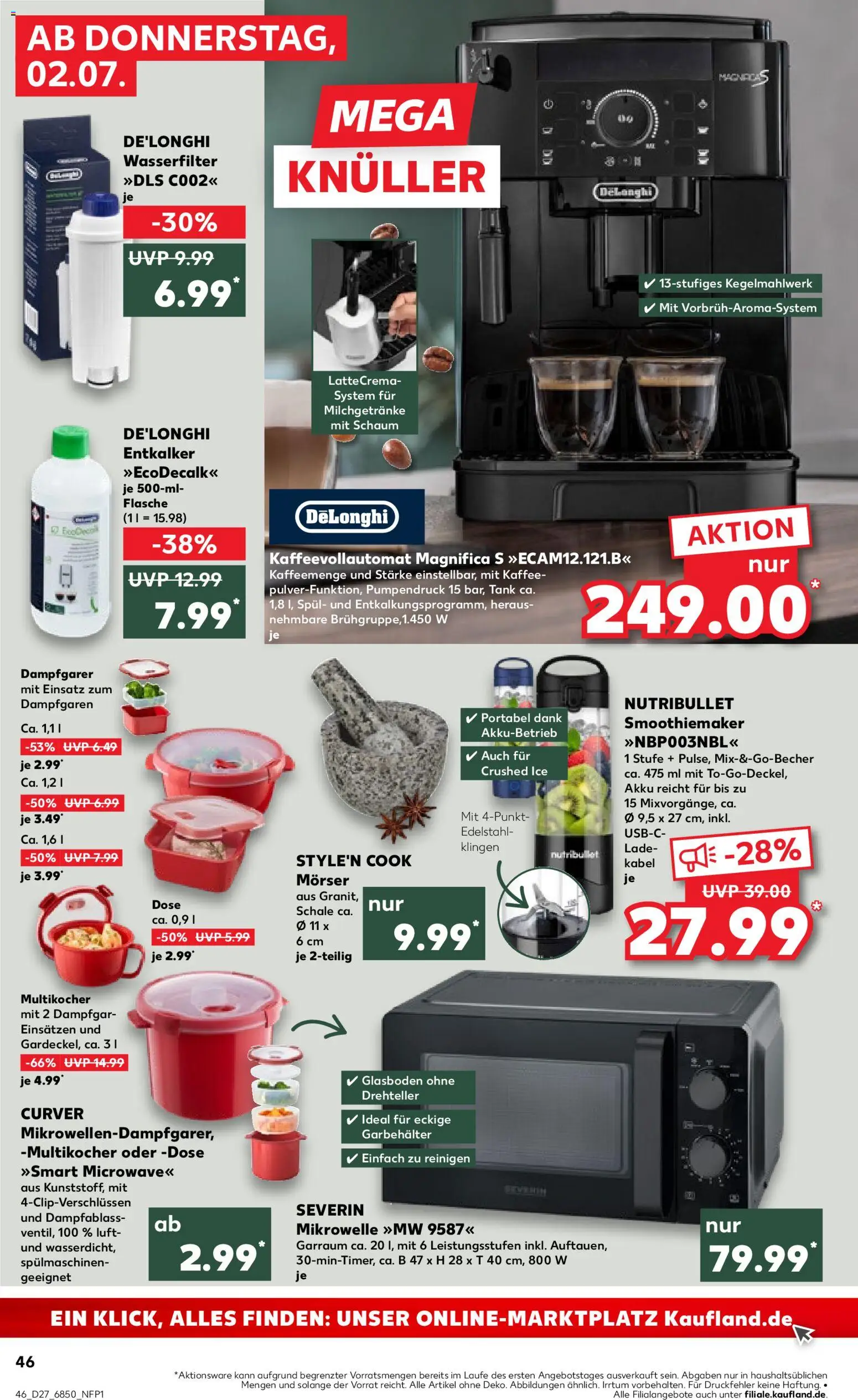 Kaufland Prospekt Stuttgart – gültig ab 02.07.2026 | Seite: 46 | Produkte: Mikrowelle, Kaffee, Kaffeevollautomat, Multikocher