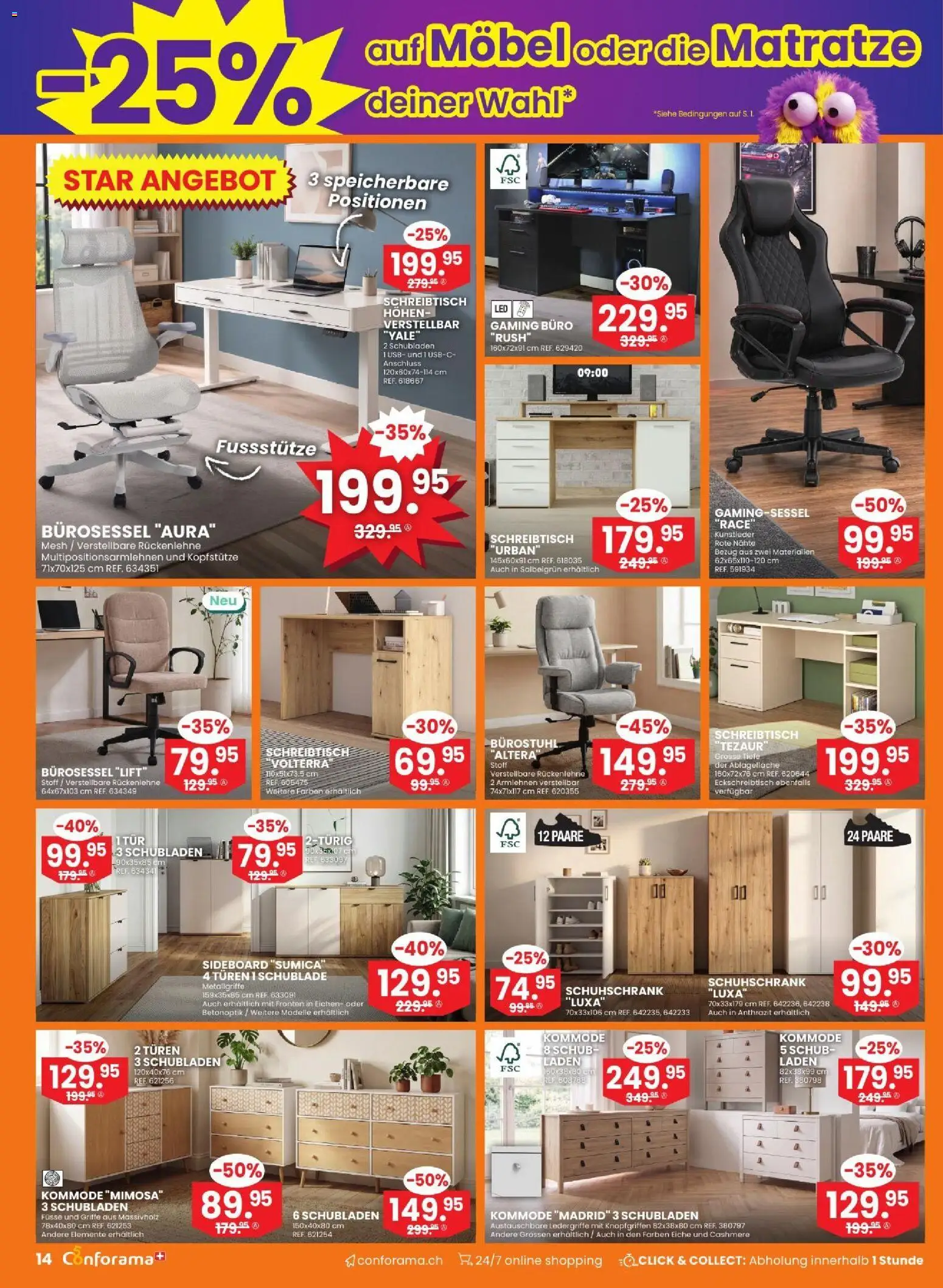 Conforama aktionen – gültig ab 28.10.2026 | Seite: 14 | Produkte: Matratze, Schuhschrank, Usb, Sideboard