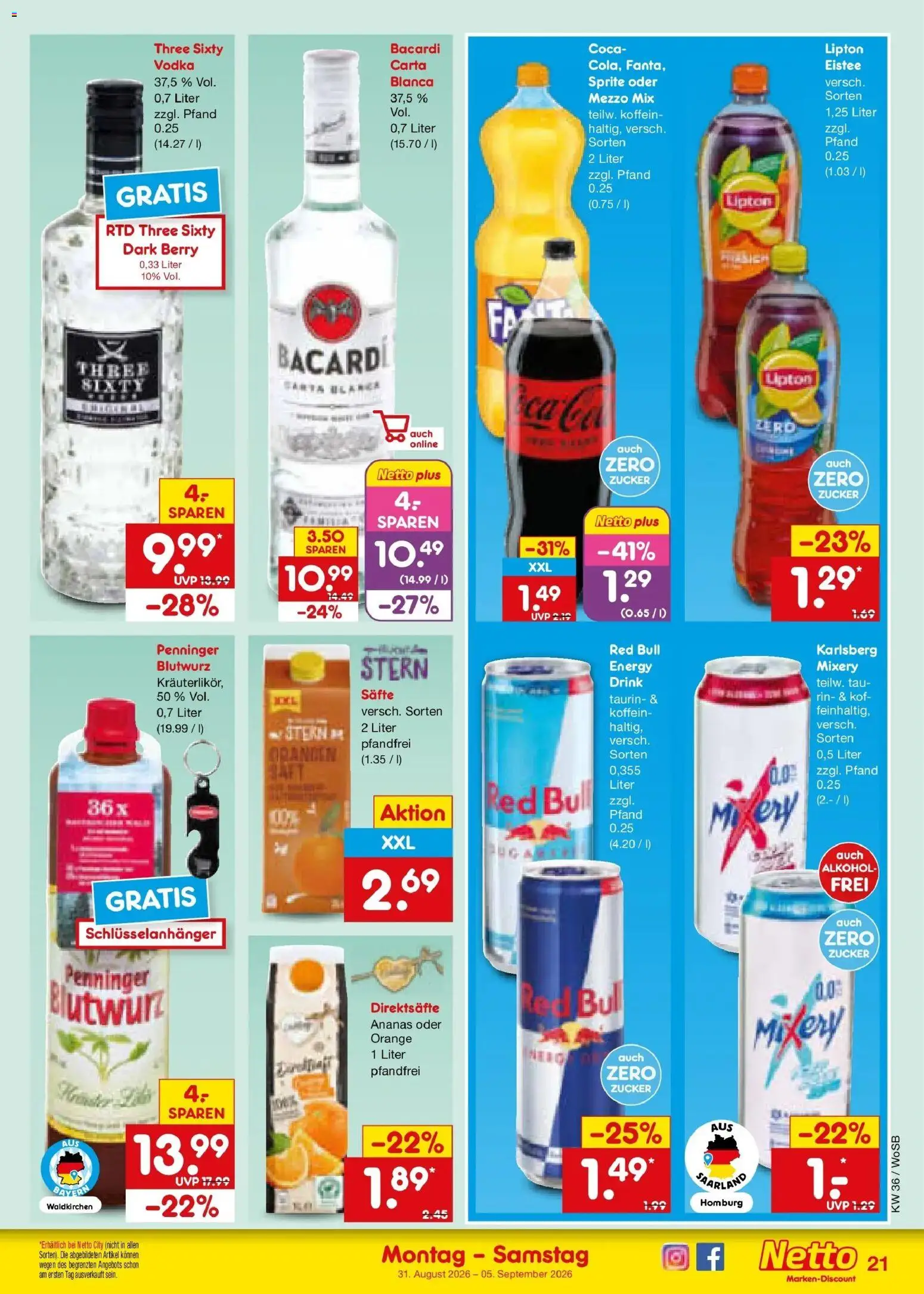 Netto Marken-Discount Prospekt Mannheim (ab 31.08.2026) » Angebote | Seite: 27 | Produkte: Mezzo mix, Orangen, Ananas, Zucker