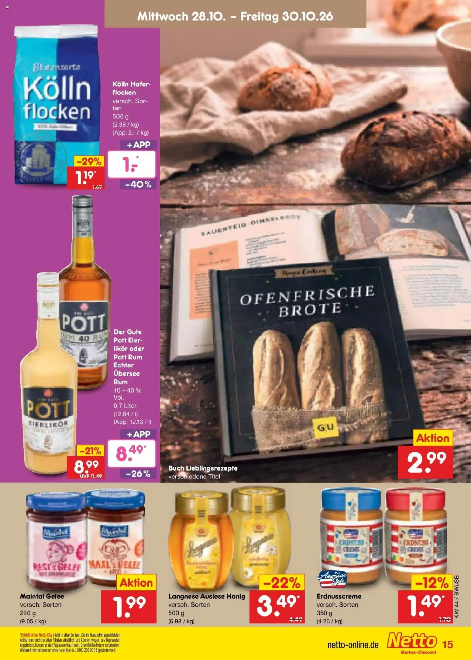 Netto Marken-Discount Prospekt Bielefeld – gültig ab 26.10.2026 | Seite: 41 | Produkte: Likör, Rum, Ofenfrische, Flocken