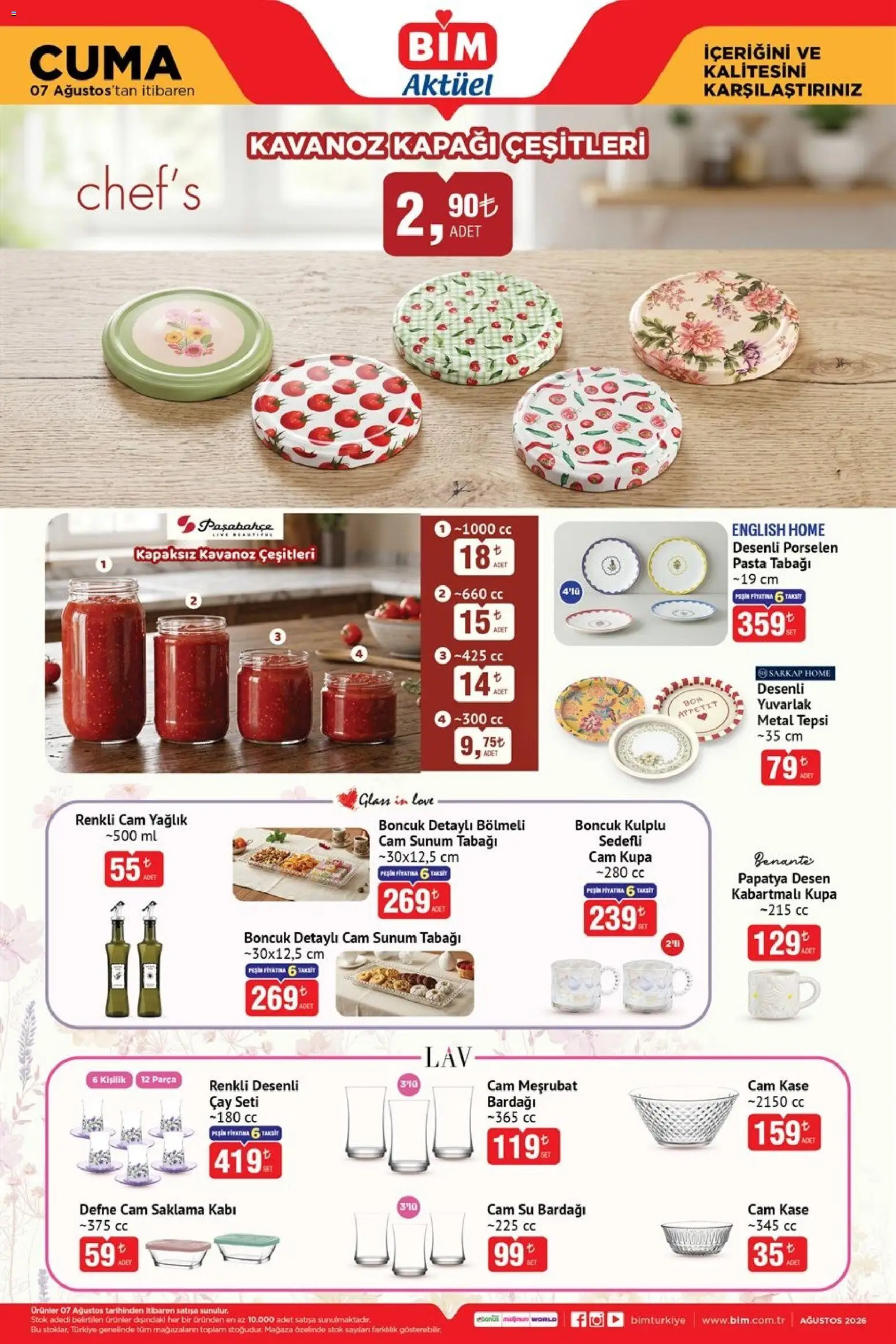 BİM - Katalog Cuma - 07 Ağustos 2026 tarihinden itibaren geçerlidir | Sayfa: 3 | Ürünler: Çay, Su, Tepsi, Su bardağı