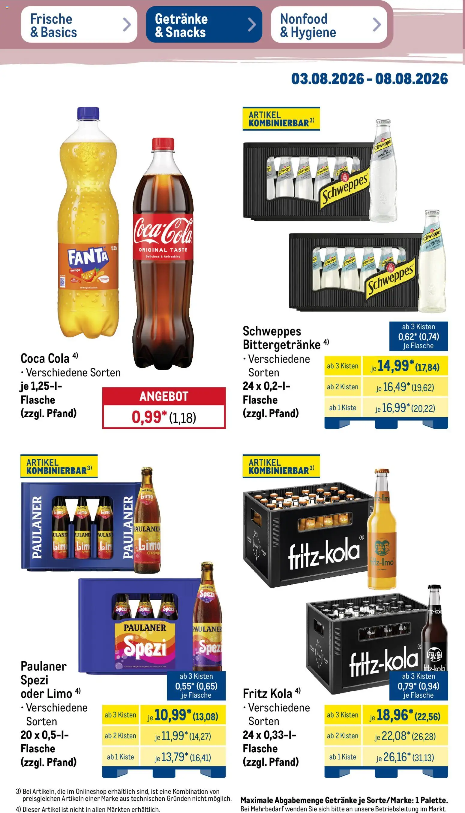 Metro Non Food & Hygiene – gültig ab 03.08.2026 | Seite: 19 | Produkte: Coca cola, Fanta, Schweppes, Paulaner