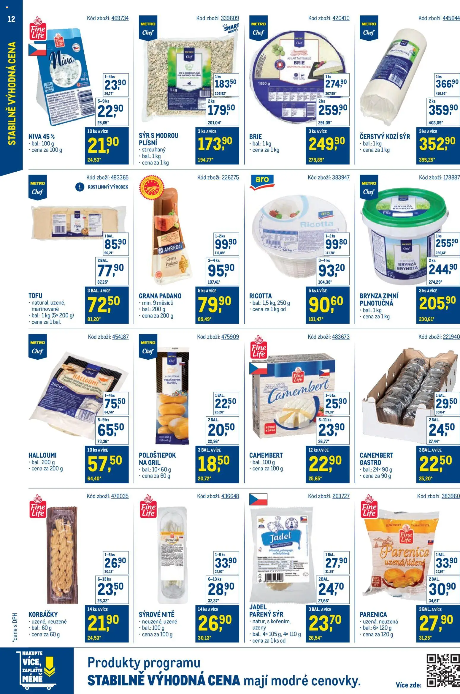 Makro leták - Cash & Carry od 20.05.2026 | Strana: 12 | Produkty: Kozí sýr, Camembert, Bryndza, Grana Padano