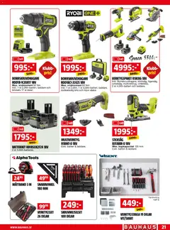 Bauhaus erbjudanden - Förhandsvisning av reklamblad från butik Bauhaus aktuell från 28/09/2026 | Sida: 21 | Produkter: Ryobi, Batteri, Måttband, Laddare