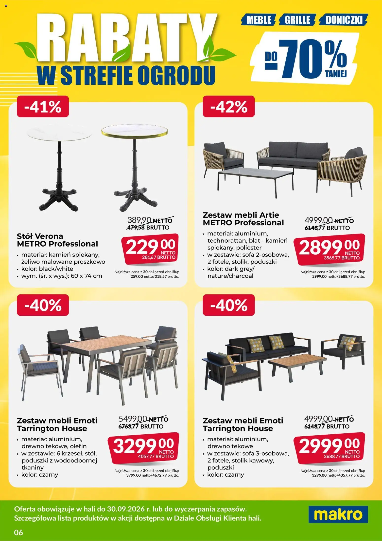 Makro gazetka - Wyprzedaż ogrodowa od 01.08.2026 | Strona: 6 | Produkty: Sofa, Stół, Doniczki