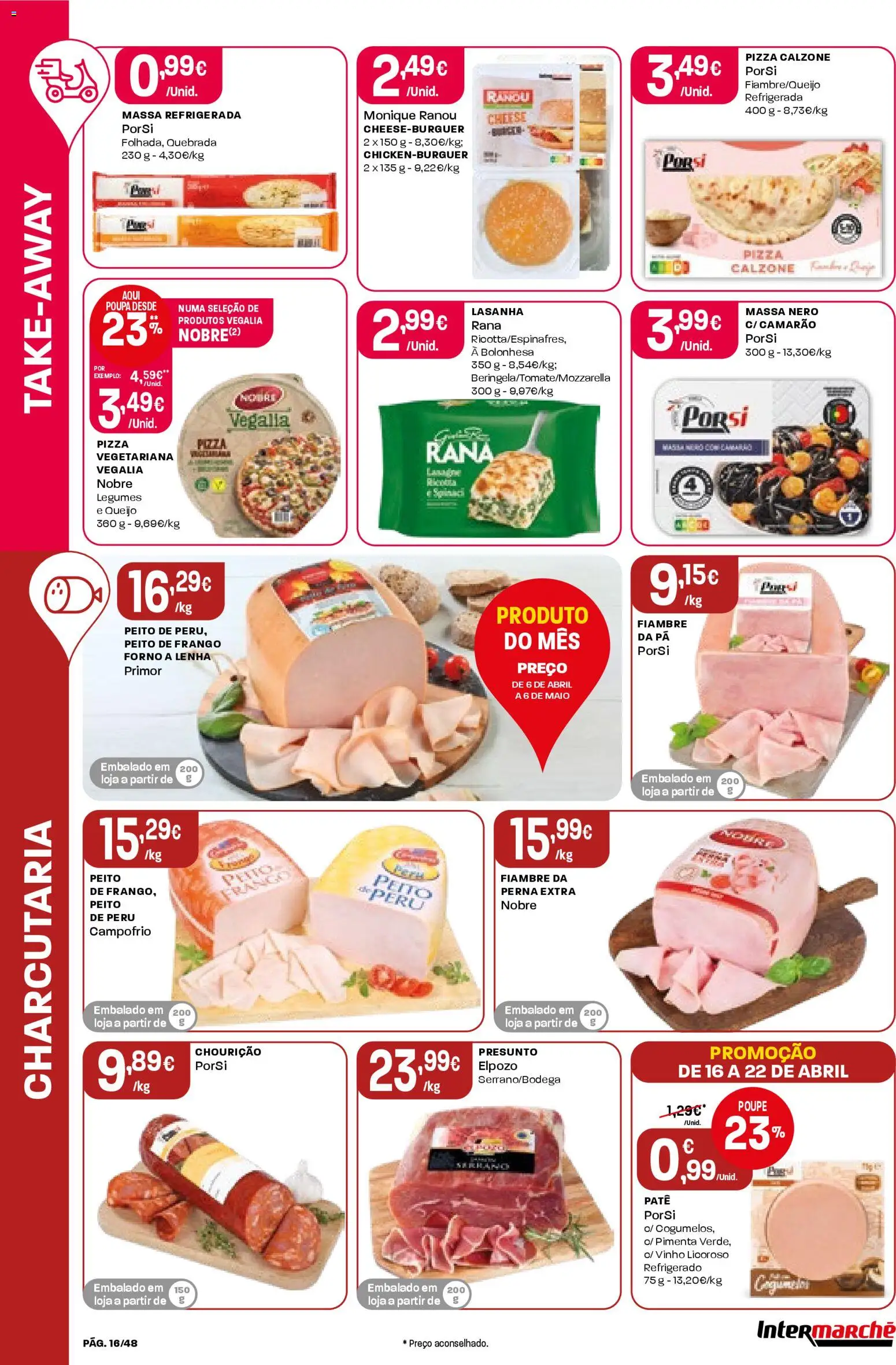 Intermarché folheto │ válido de 16.04.2026 | Página: 16 | Produtos: Frango, Queijo, Presunto, Pá