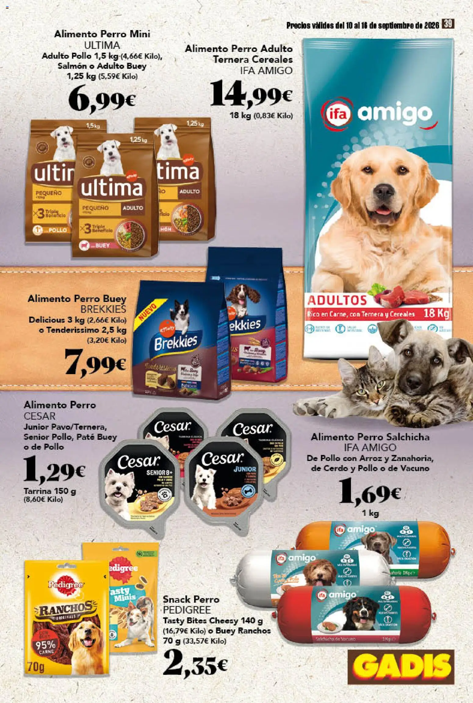 Gadis folleto │ válido desde el 10/09/2026 | Página: 39 | Productos: Salchicha, Cereales, Salmón, Carne