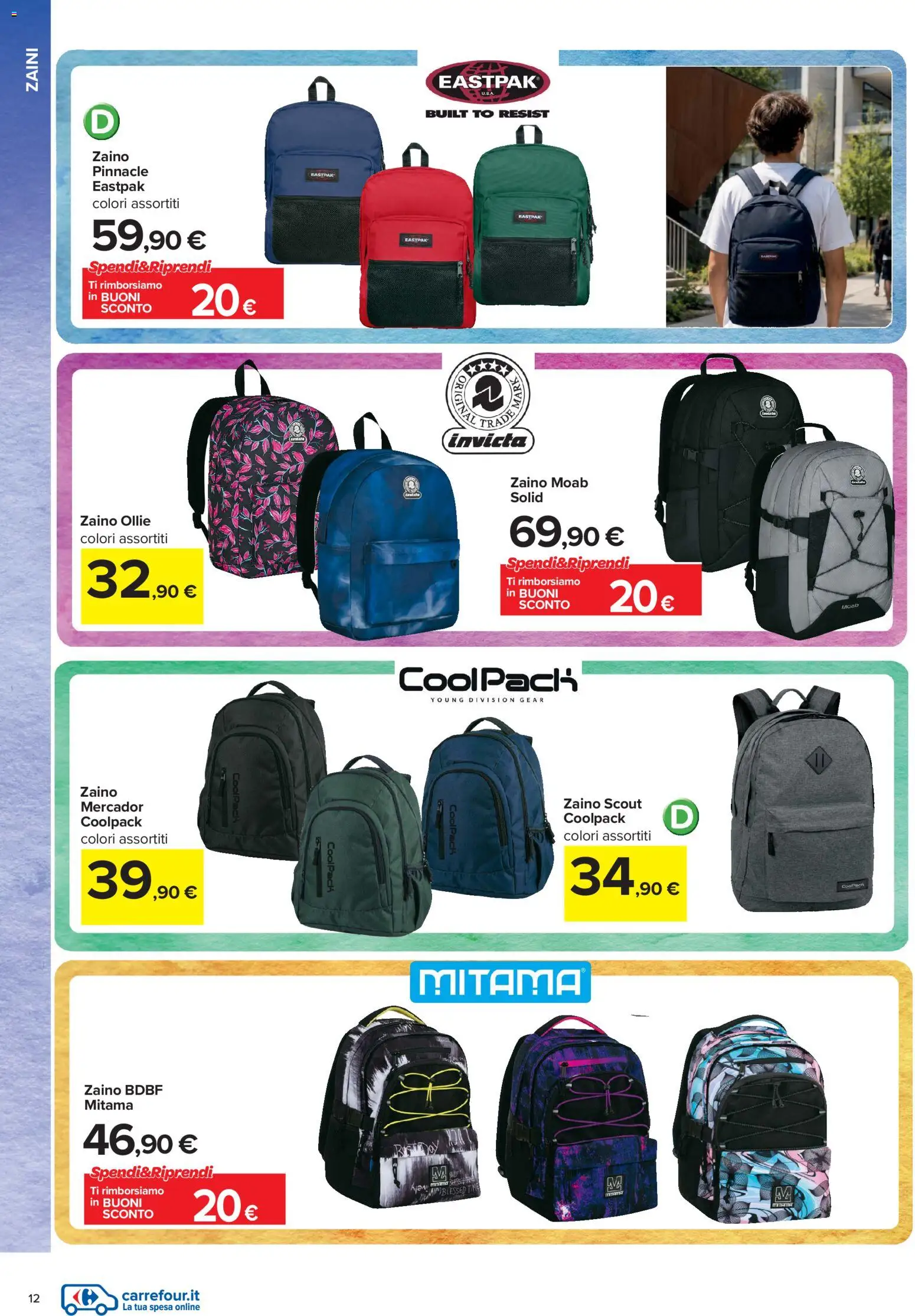 Volantino Carrefour del 22/07/2026 | Pagina: 12 | Prodotti: Zaino
