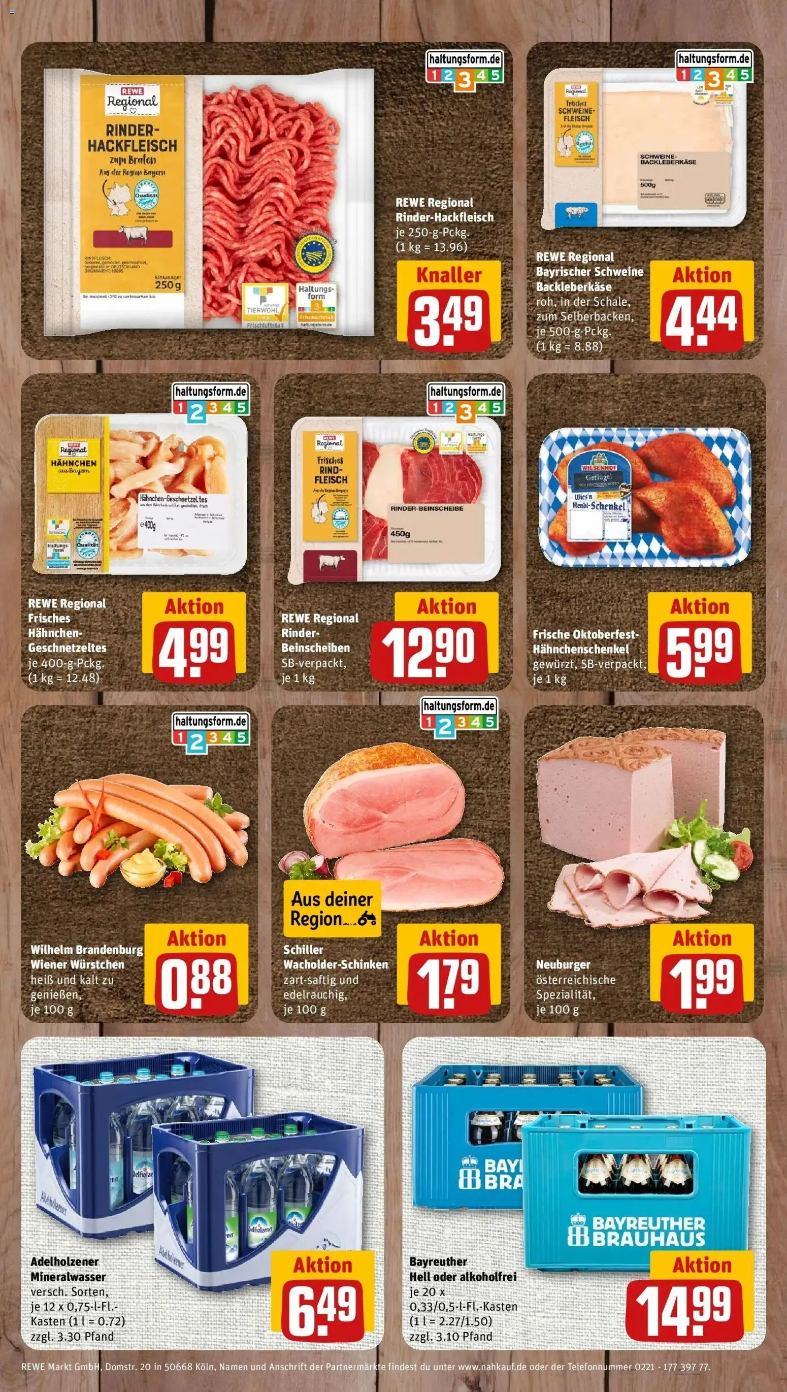 REWE Prospekt ab 28.09.2026 zum Blättern » Angebote | Seite: 9 | Produkte: Hahnchen, Wiener wurstchen, Adelholzener, Mineralwasser