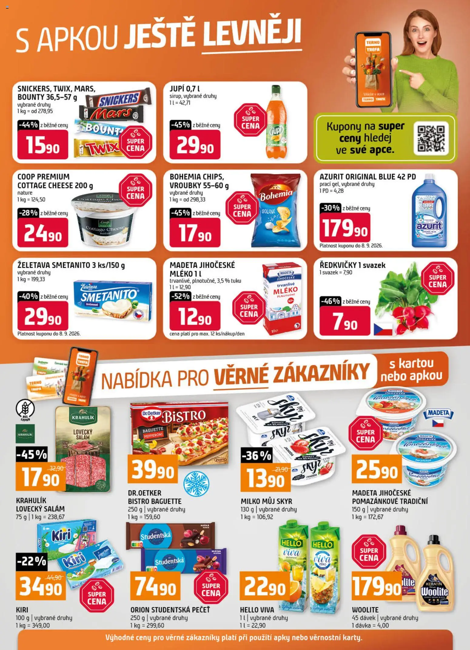 Terno leták od 26.08.2026 | Strana: 20 | Produkty: Mléko plnotučné, Snickers, Lovecký salám, Cottage