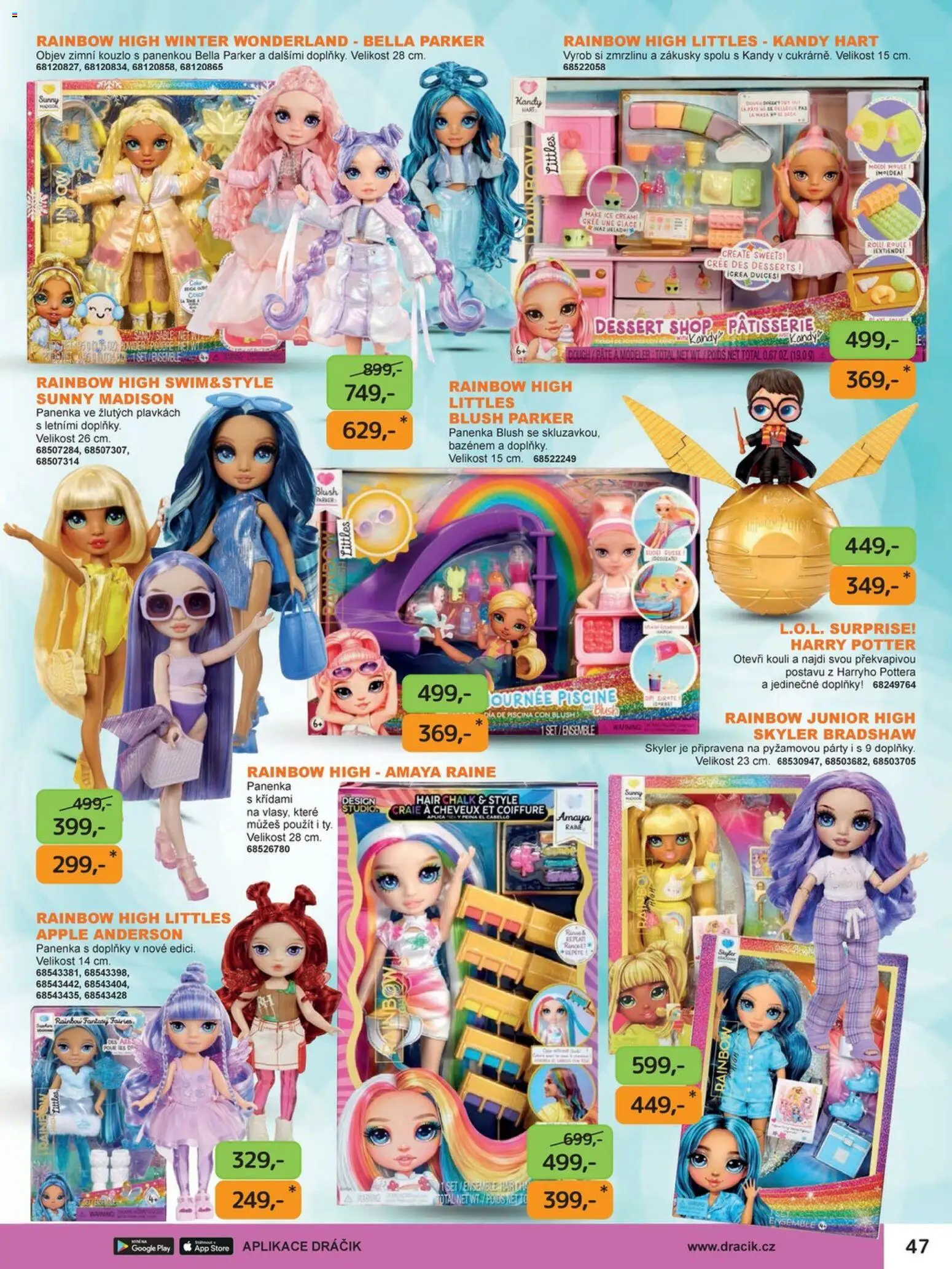 Dráčik katalog - Vánoce od 08.10.2026 | Strana: 47 | Produkty: Panenka, Rainbow High, Zákusky, Apple