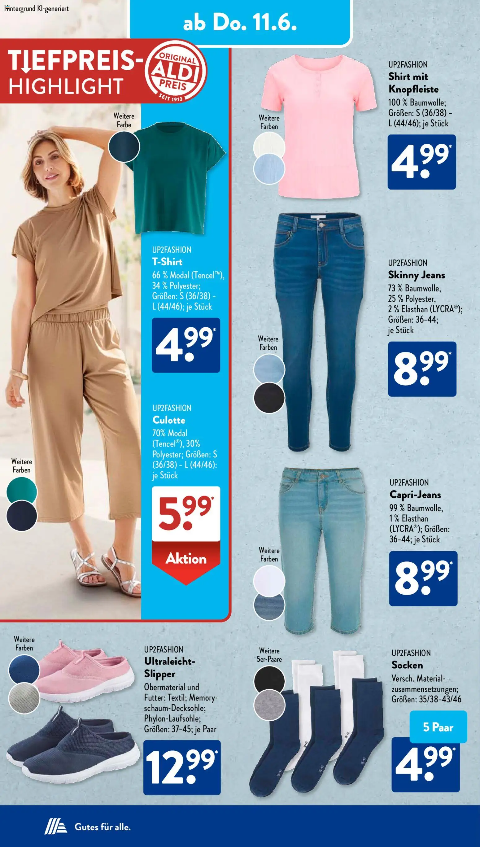 Aldi Süd Prospekt – gültig ab 08.06.2026 | Seite: 9 | Produkte: Shirt, Up2fashion, Socken, Jeans