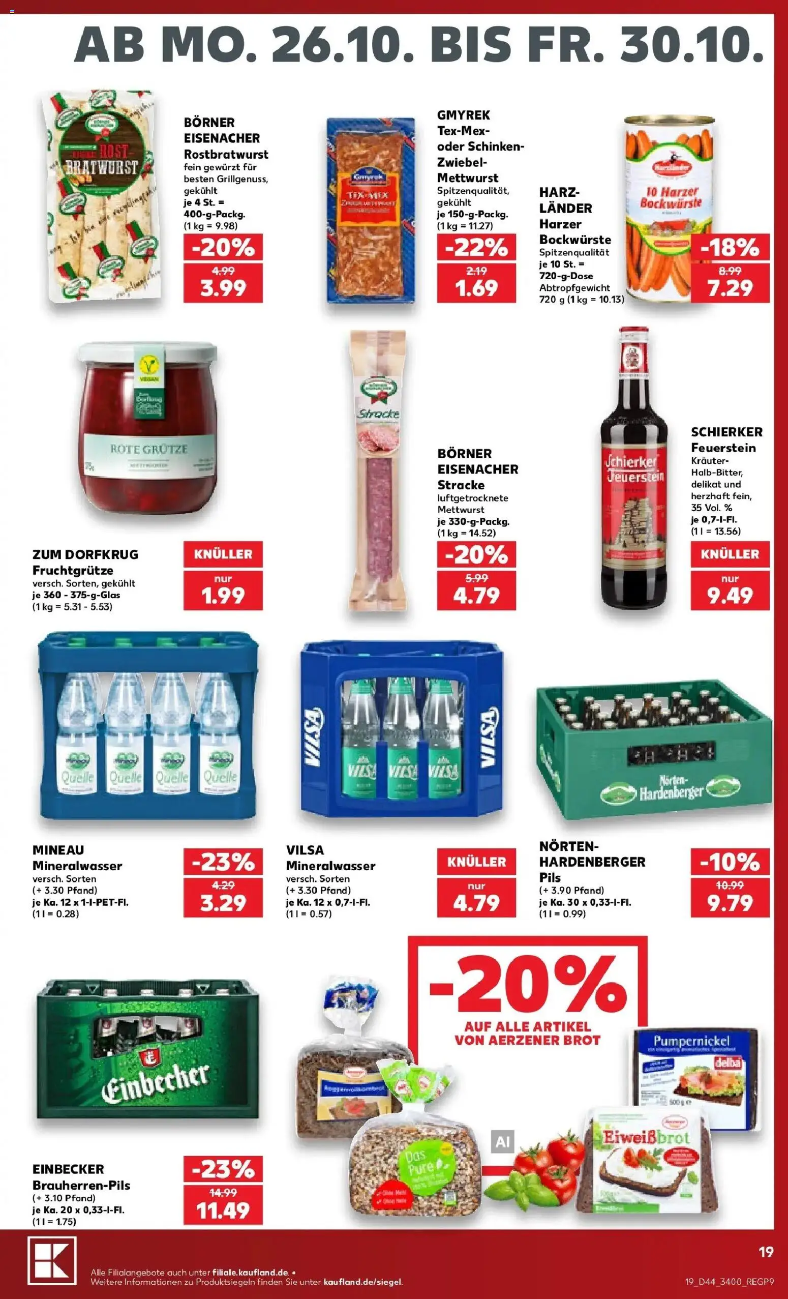 Prospekt Kaufland ab 26.10.2026 » Angebote Online zum Blättern | Seite: 23 | Produkte: Pils, Bratwurst, Brot, Schinken