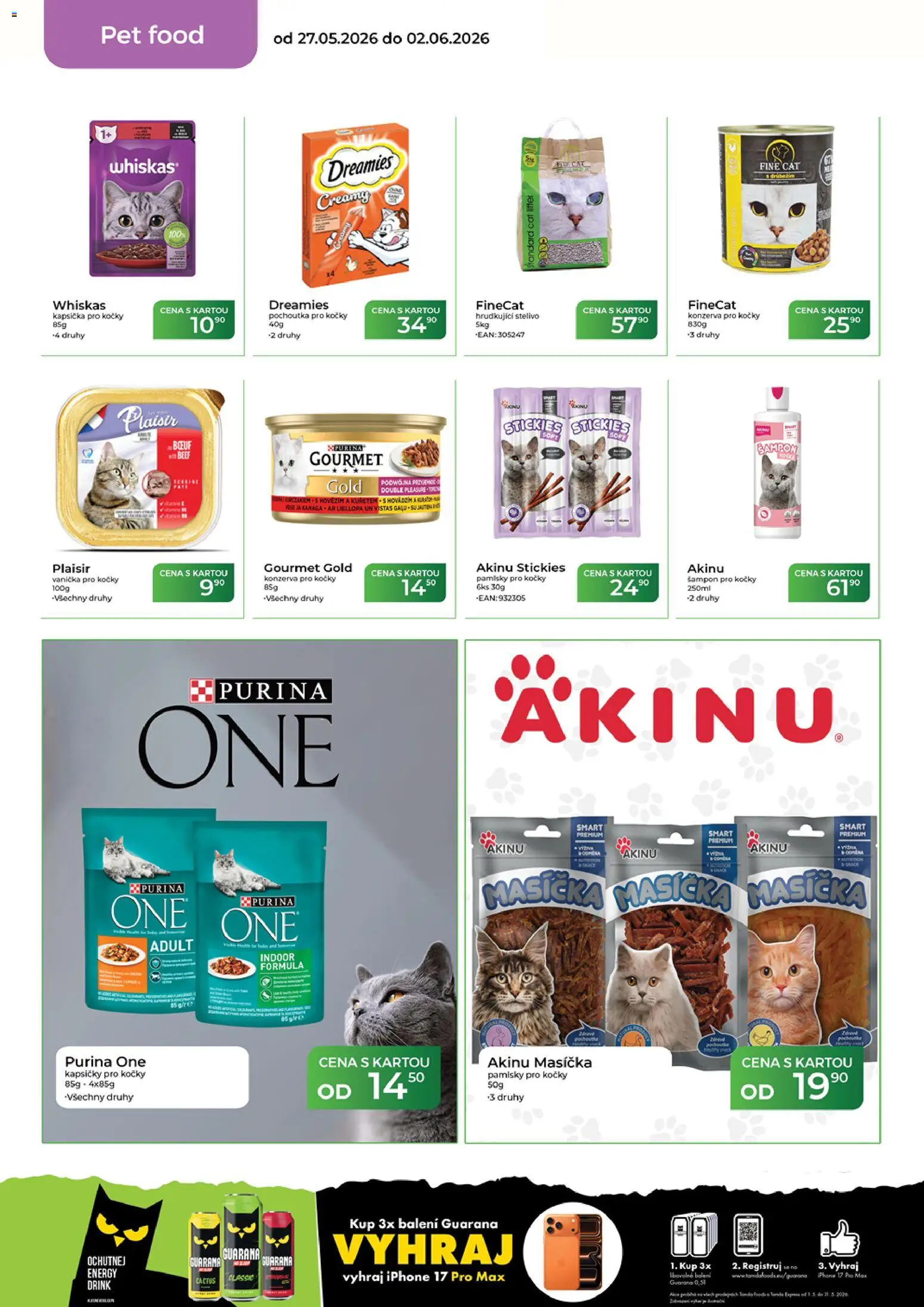 Tamda Foods leták od 27.05.2026 | Strana: 50 | Produkty: Whiskas, Purina one, Stelivo, Šampon