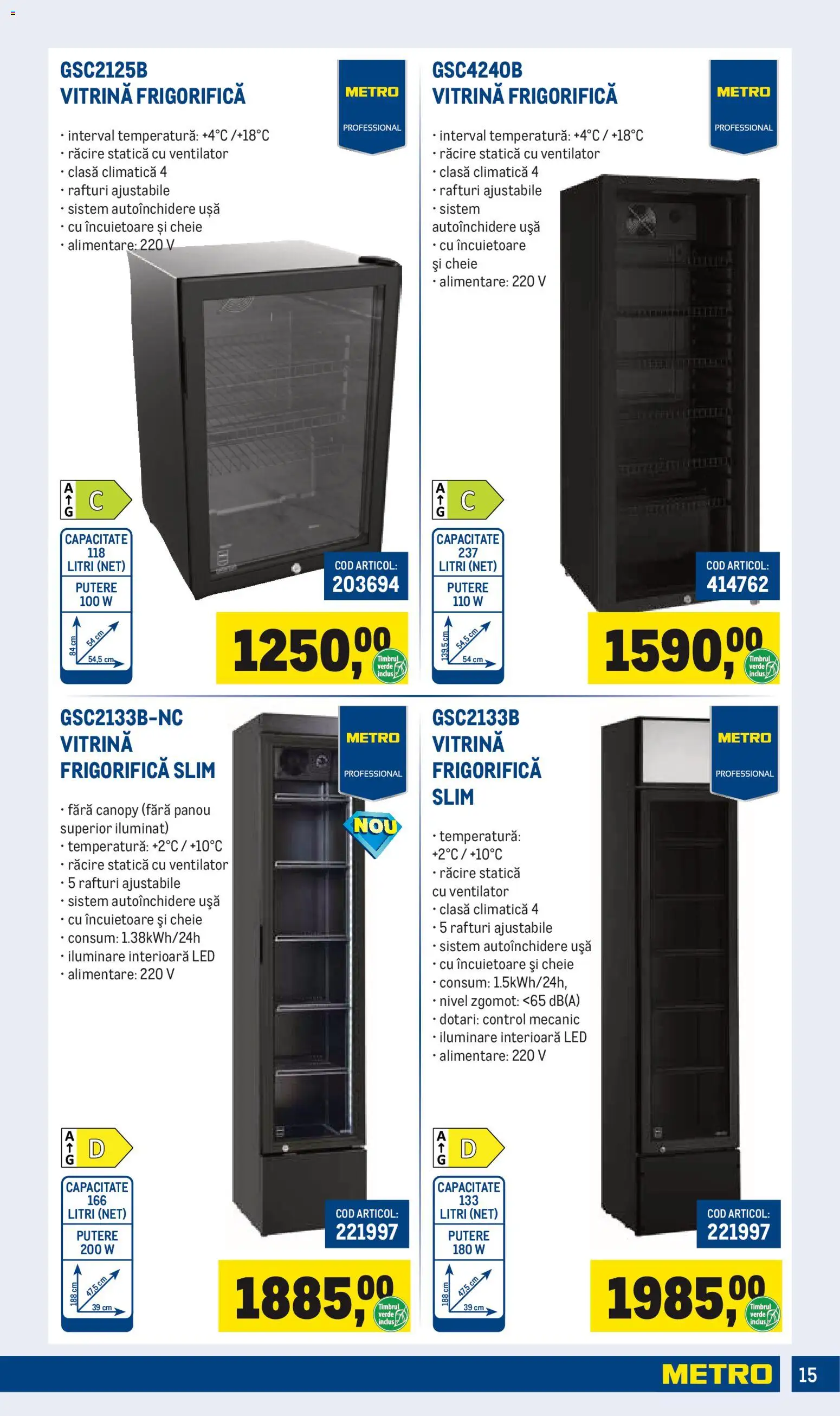 Noul catalog Metro – valabil de la 01.04.2026 | Pagină: 15 | Produse: Ventilator, Babak, Vitrină, Ușă