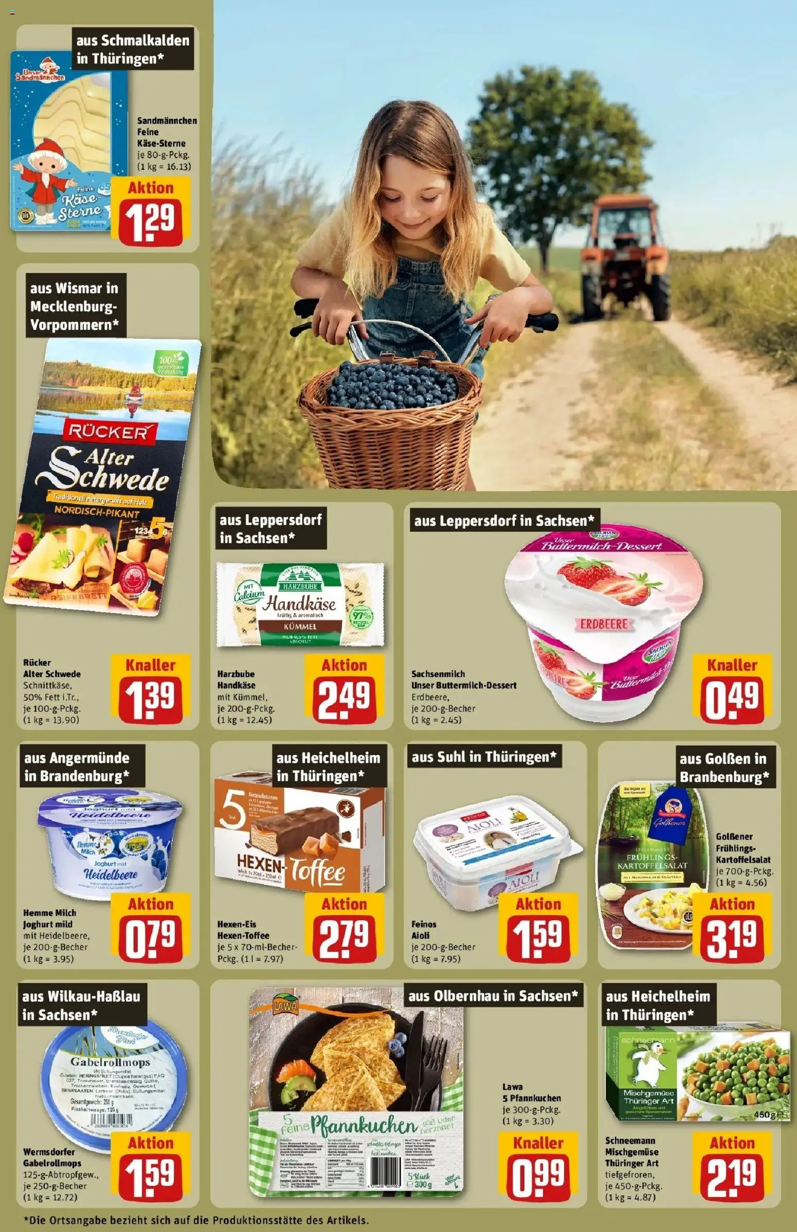 Rewe Prospekt Elsterwerda – gültig ab 27.07.2026 | Seite: 29 | Produkte: Milch, Käse, Pfannkuchen, Gewürze