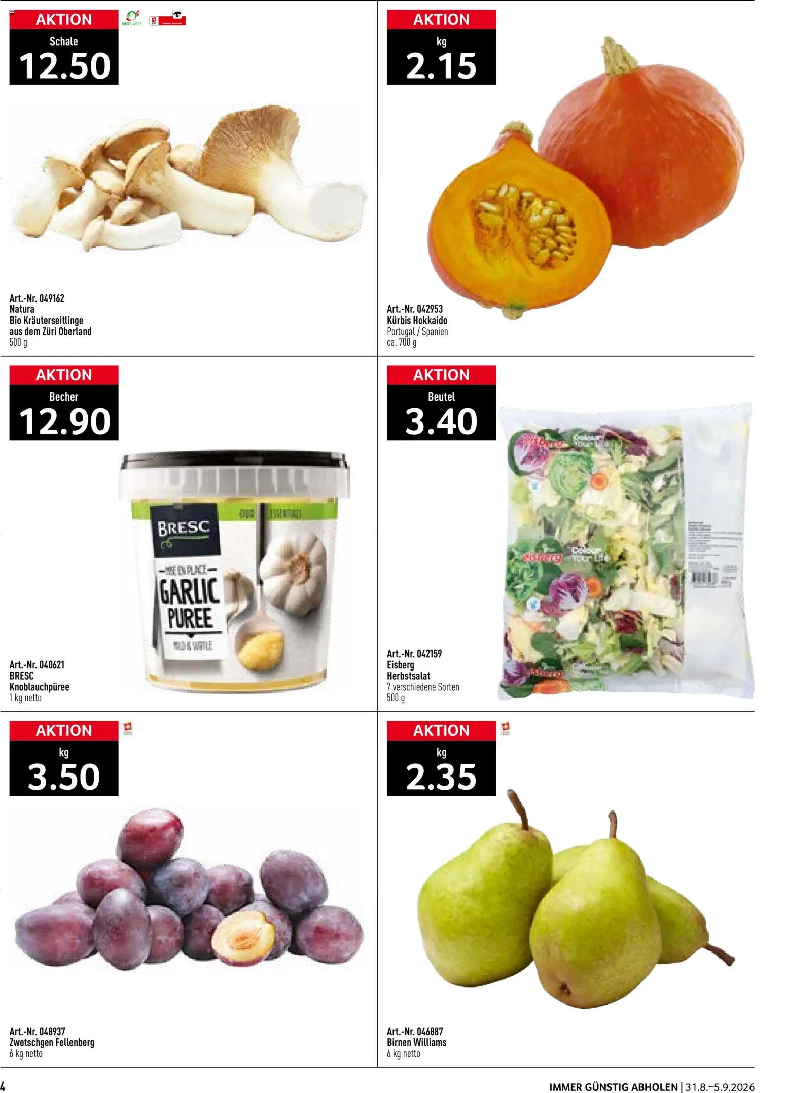 Prodega aktionen – gültig ab 31.08.2026 | Seite: 4 | Produkte: Zwetschgen, Kürbis, Birnen