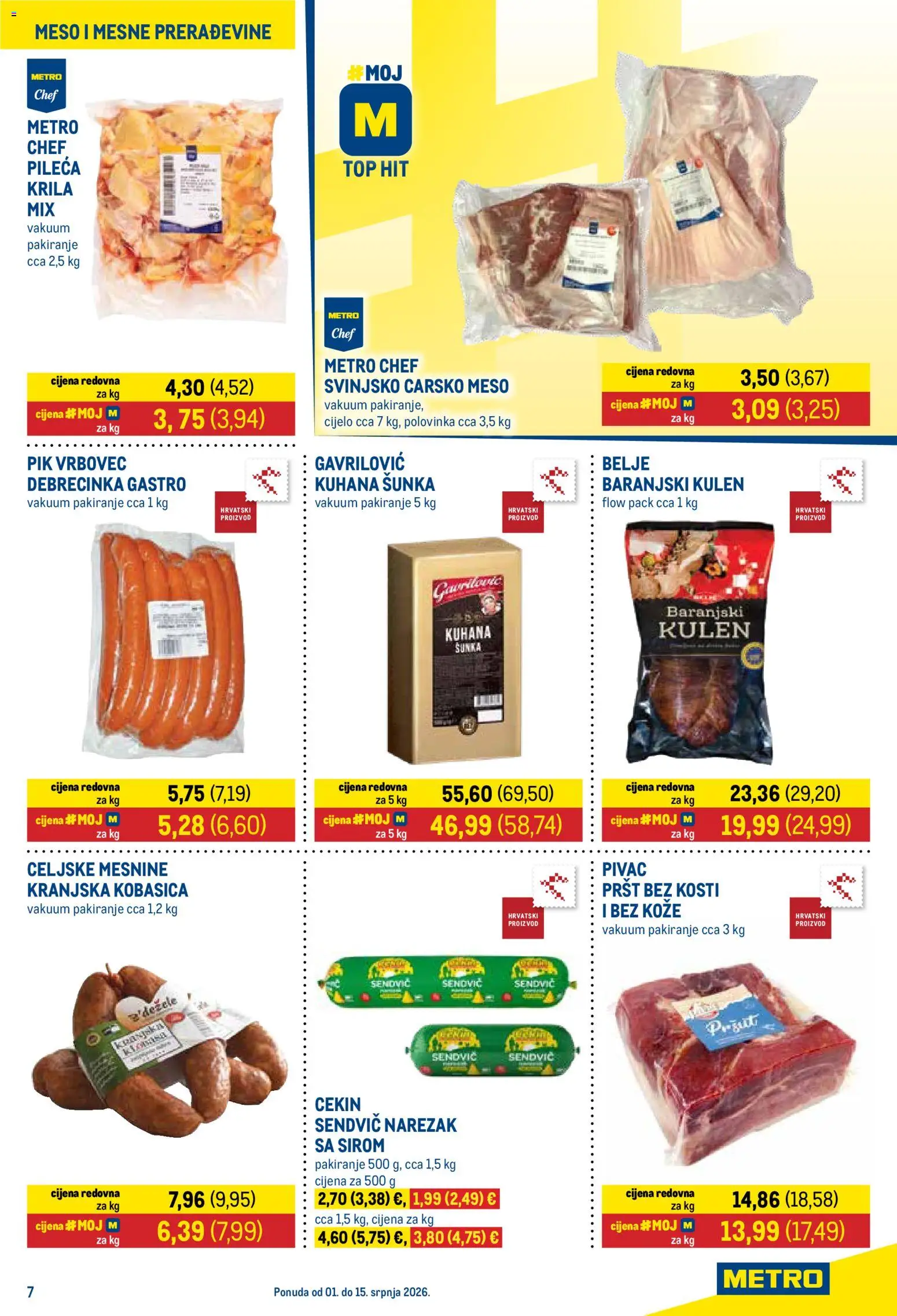 Metro katalog | vrijedi od 01.07.2026 | Stranica: 7 | Proizvodi: Meso, Šunka, Kranjska kobasica, Kulen