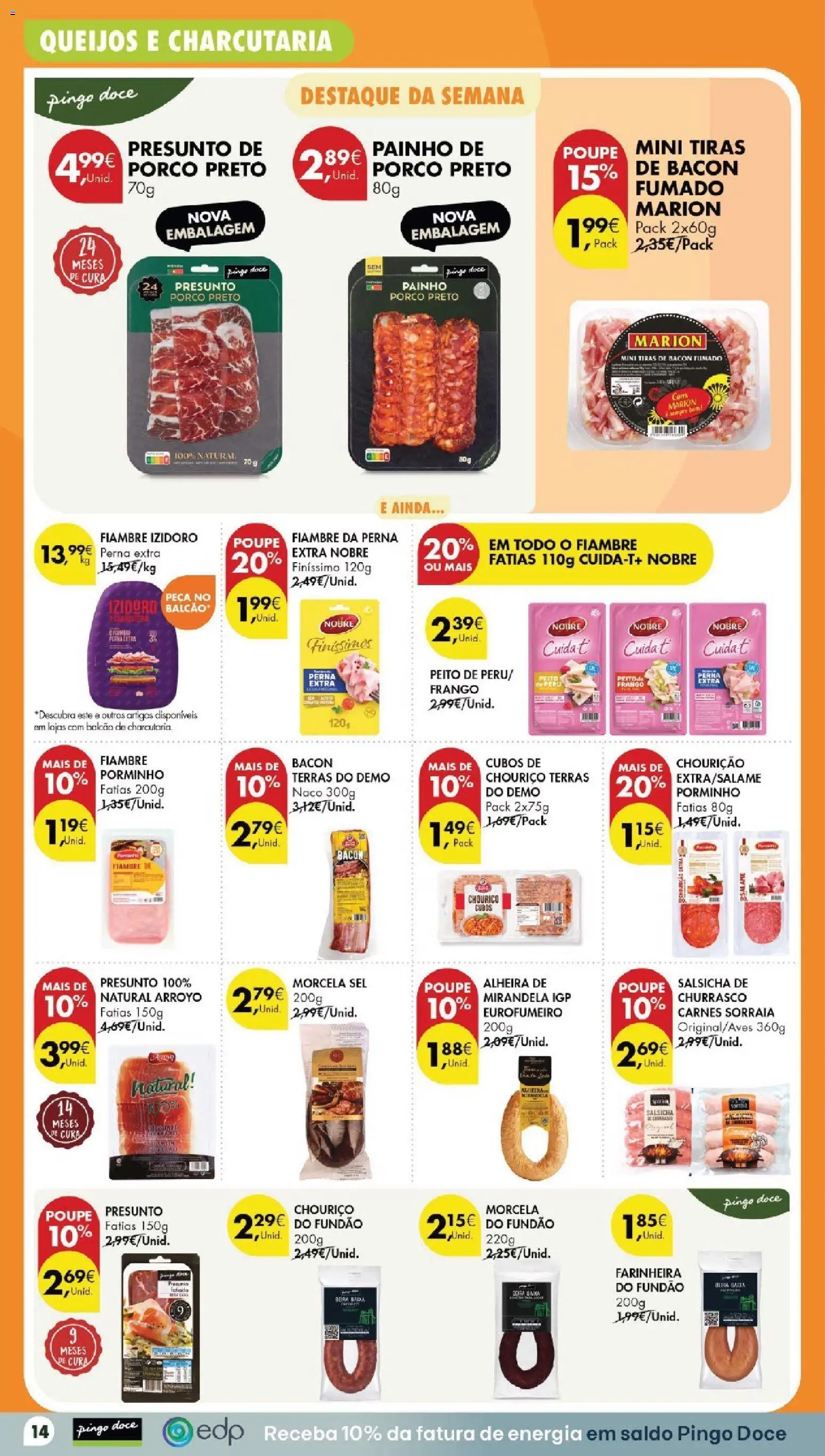 Pingo Doce folheto │ válido de 20/10/2026 | Página: 14 | Produtos: Bacon, Presunto, Chouriço, Alheira