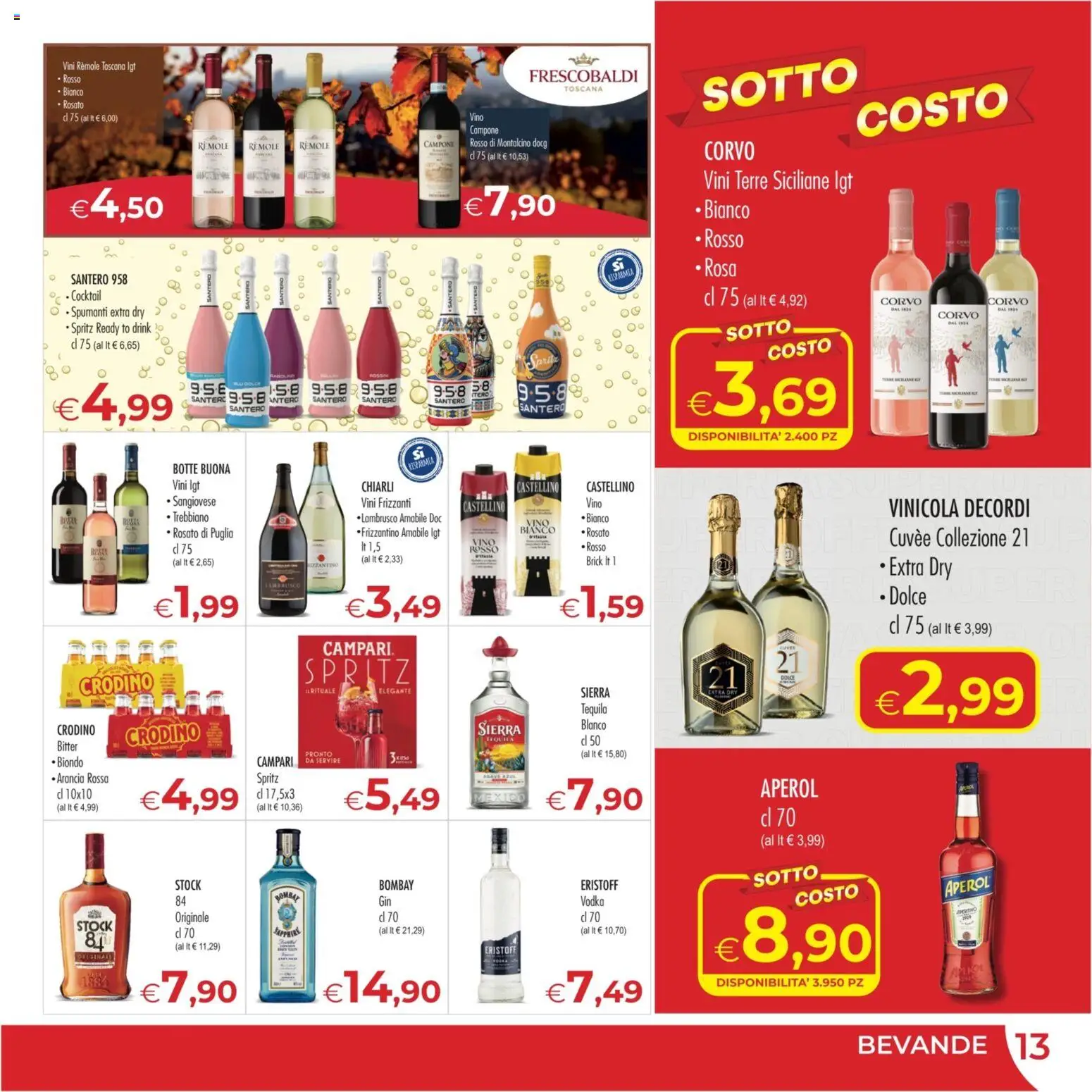 Volantino MerSi Supermercati del 17.06.2026 | Pagina: 13 | Prodotti: Vino, Tequila, Arancia, Aperol
