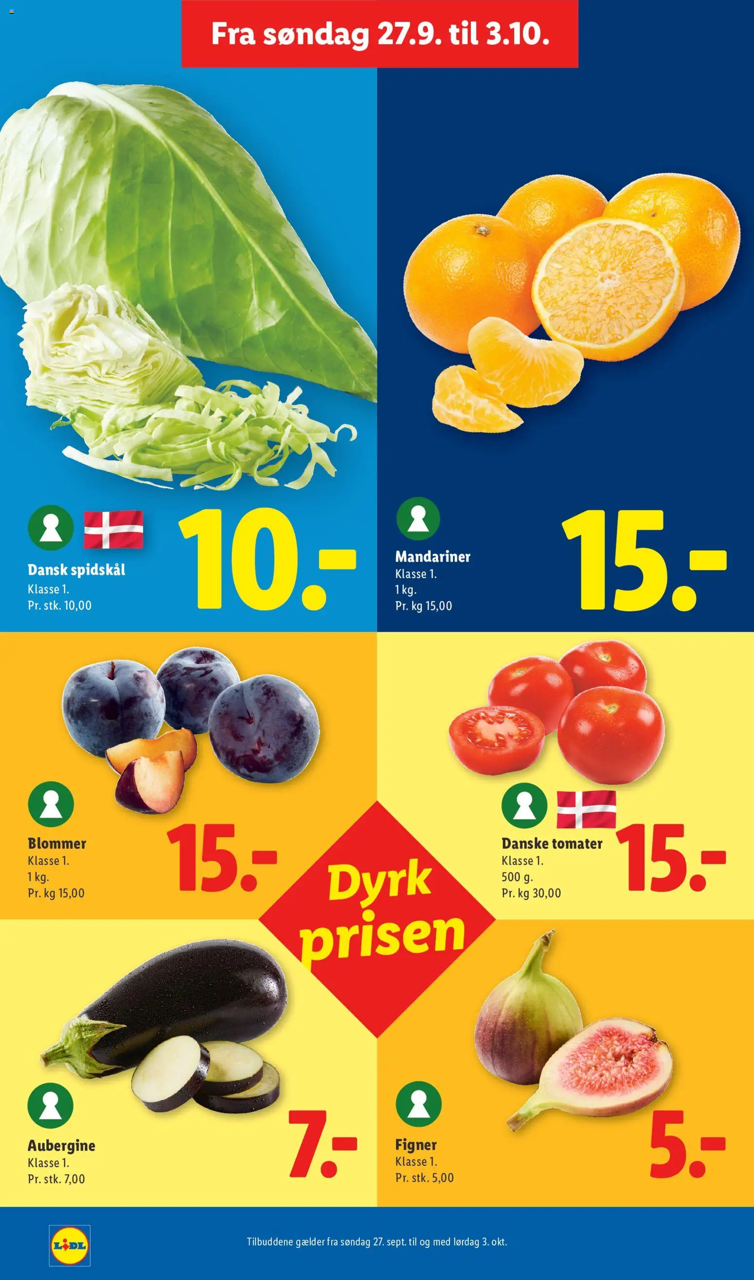 Lidl tilbudsavis – gyldig fra 27/09/2026 | Side: 21 | Produkter: Tomater, Blommer, Aubergine, Spidskål