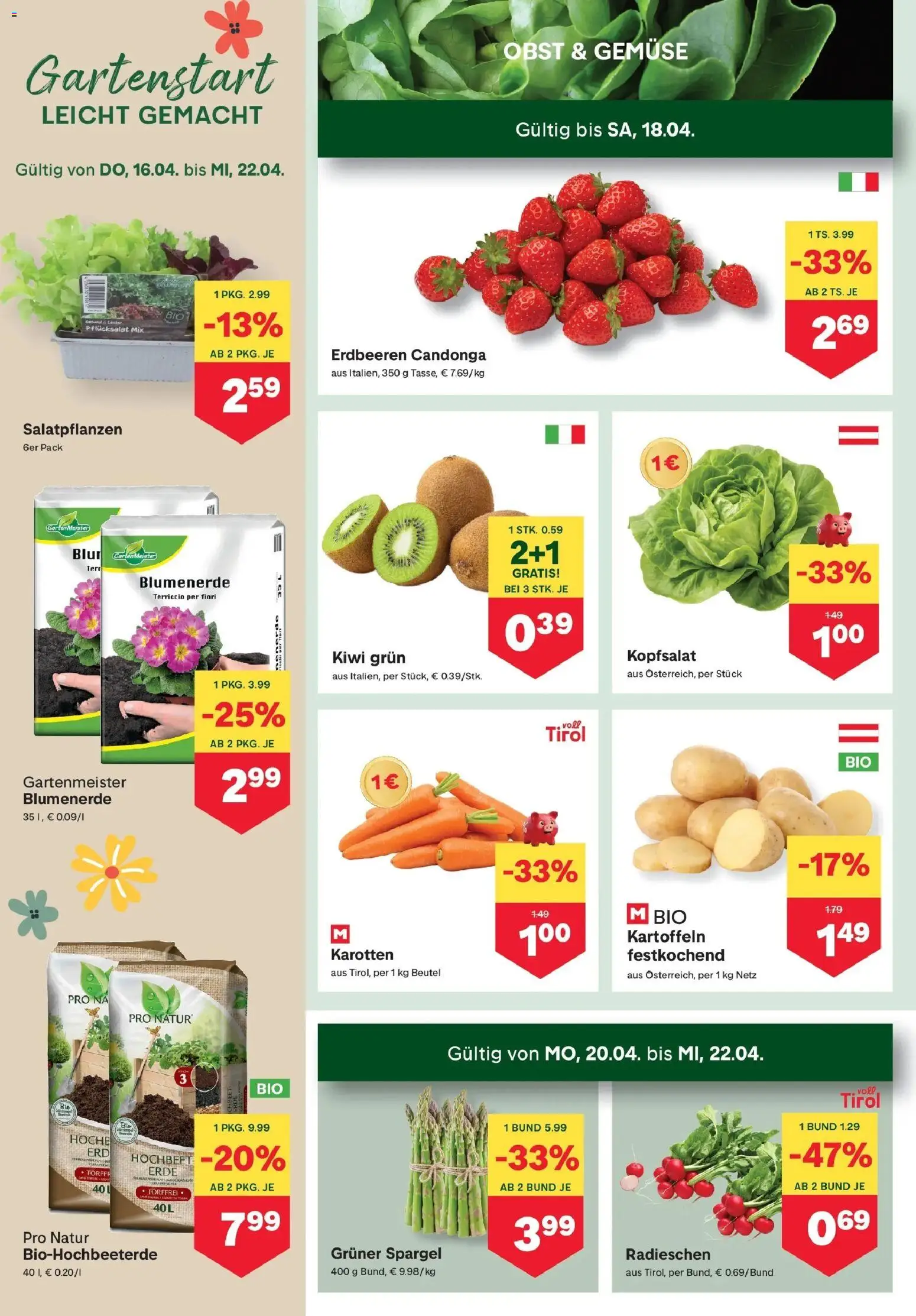 MPREIS Pfunds gültig ab 16.04.2026 | Seite: 2 | Produkte: Erdbeeren, Kiwi, Kartoffeln, Obst