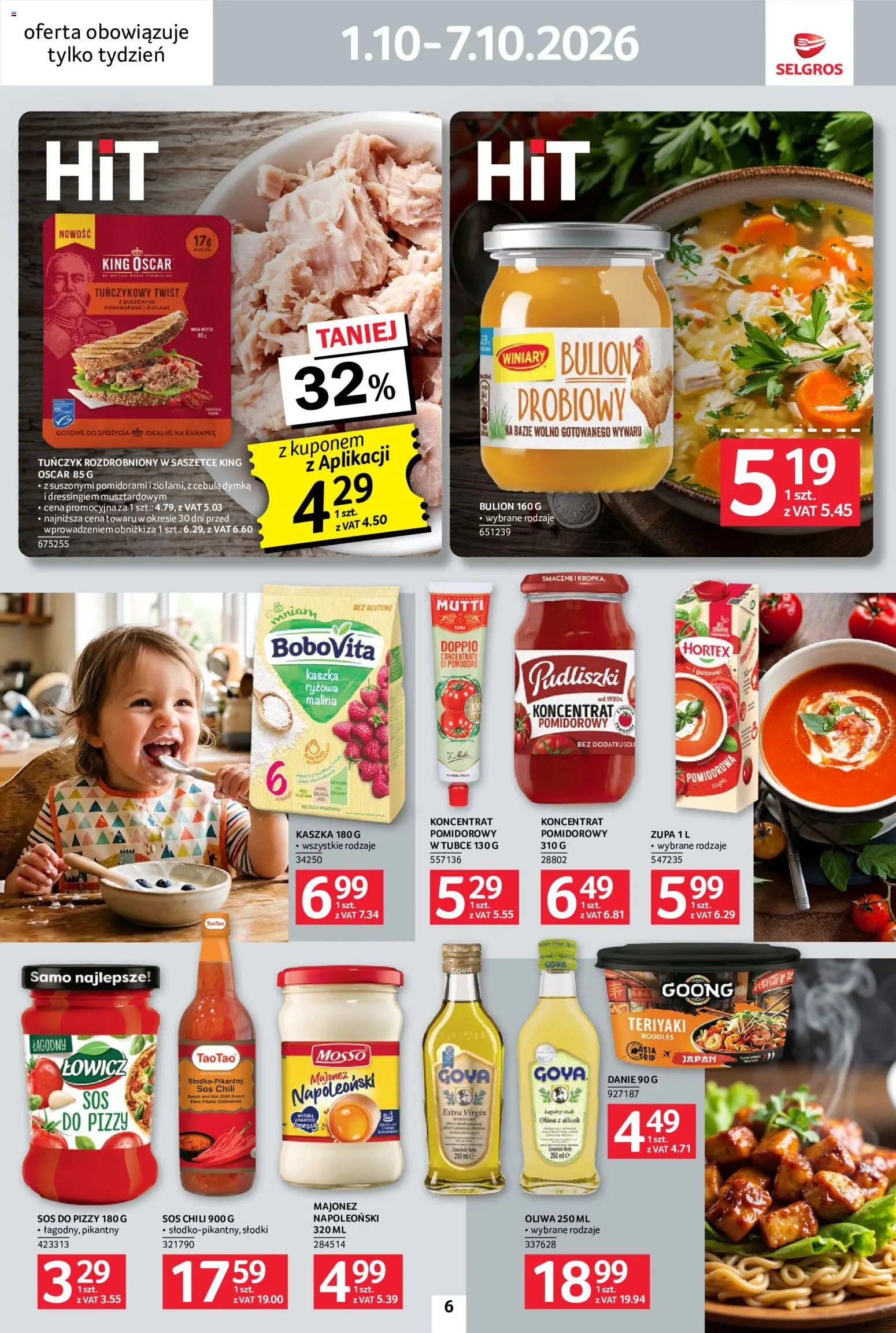 Selgros cash&carry gazetka - Jeszcze więcej super promocji od 01.10.2026 | Strona: 6 | Produkty: Cebula dymka, Tuńczyk, Bulion, Sos