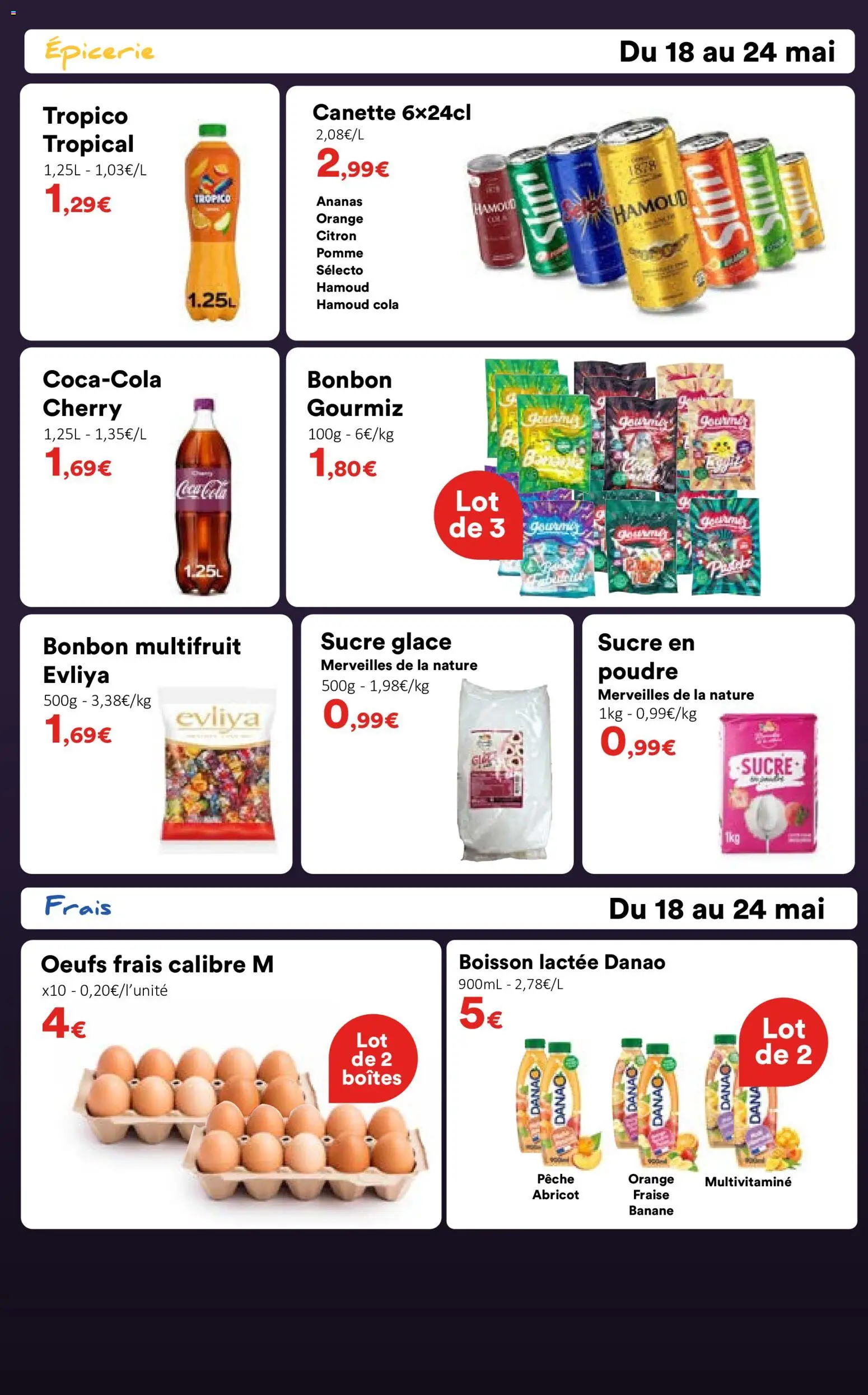 {H1} | Page: 3 | Produits: Sucre, Orange, Banane, Ananas