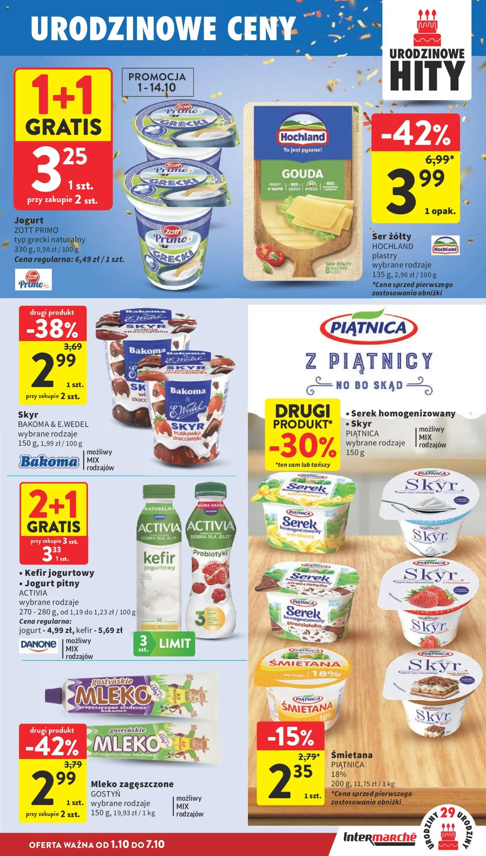 Intermarche gazetka od 01.10.2026 | Strona: 25 | Produkty: Serek homogenizowany, Jogurt pitny, Serek Skyr, Jogurt