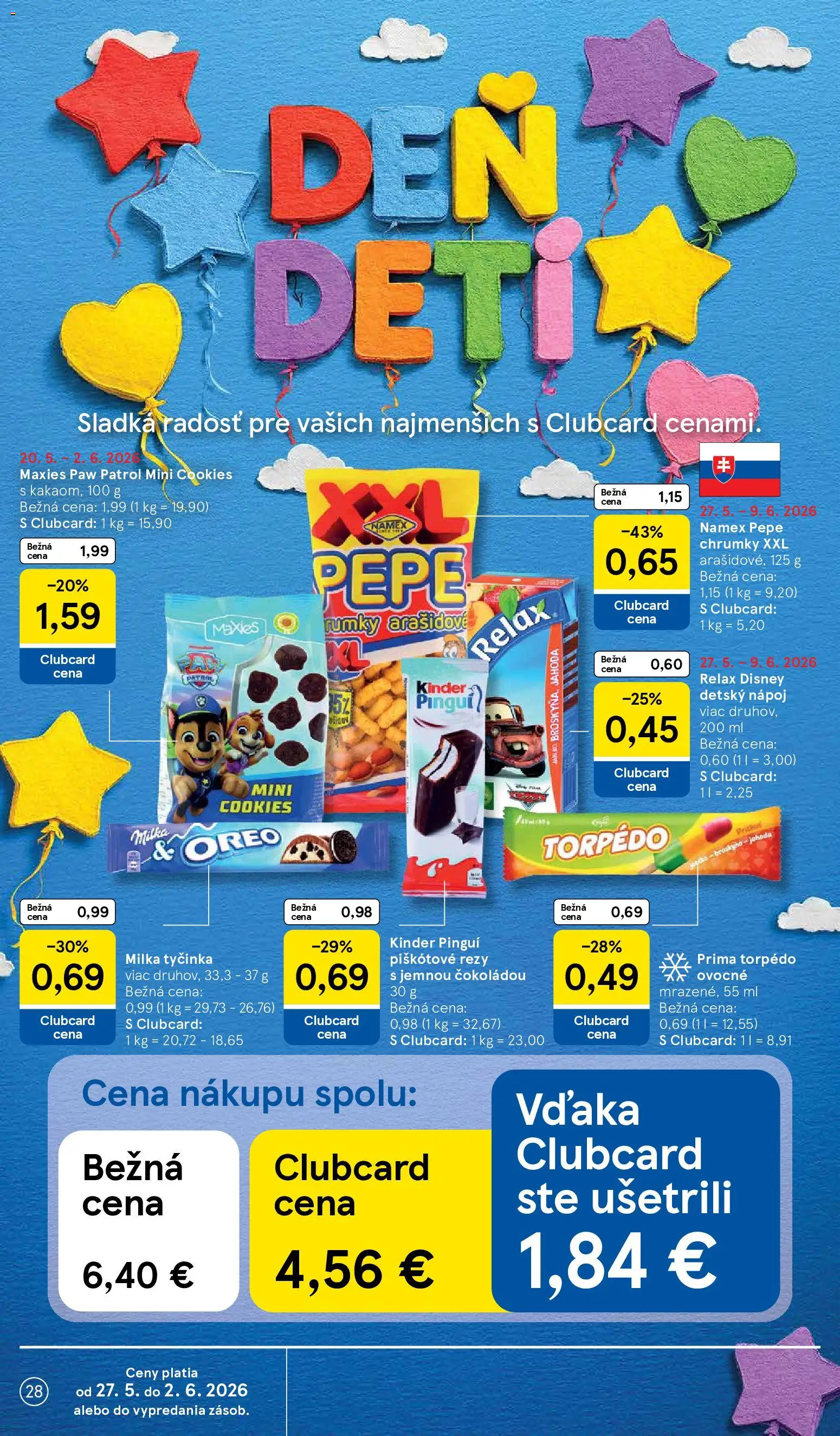 Nové Tesco akcie – leták je platný od 27.05.2026 | Strana: 28 | Produkty: Kinder, Milka
