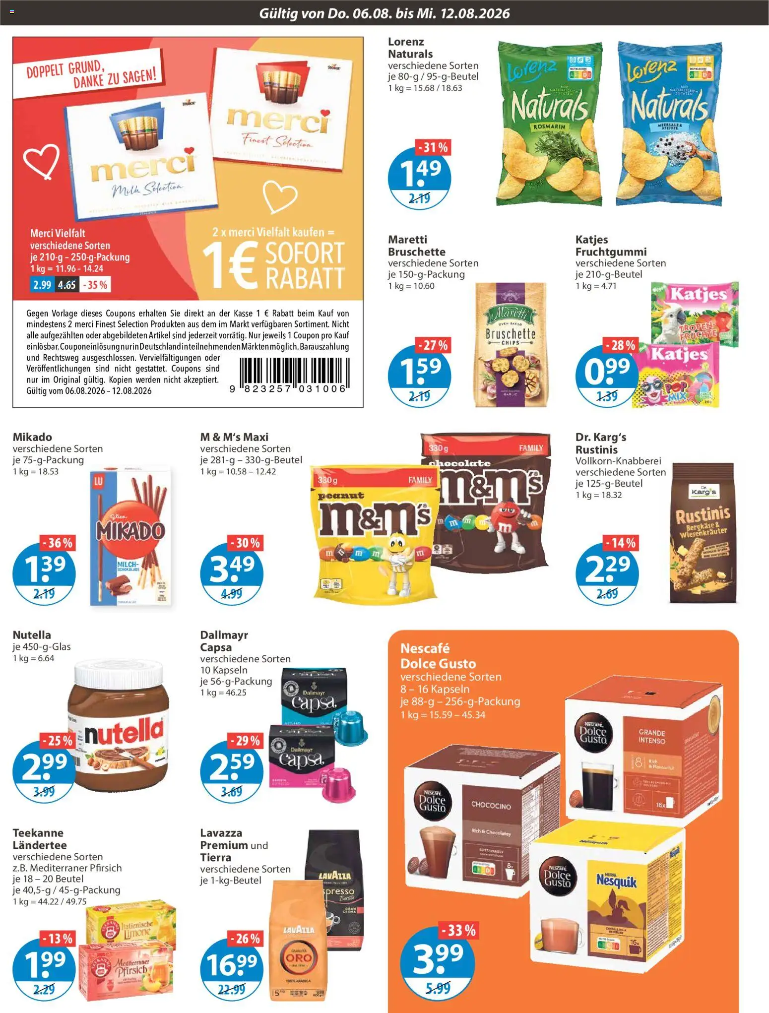 V-Markt Angebote – gültig ab 06.08.2026 | Seite: 8 | Produkte: Nescafe, Schokolade, Pfirsich, Teekanne