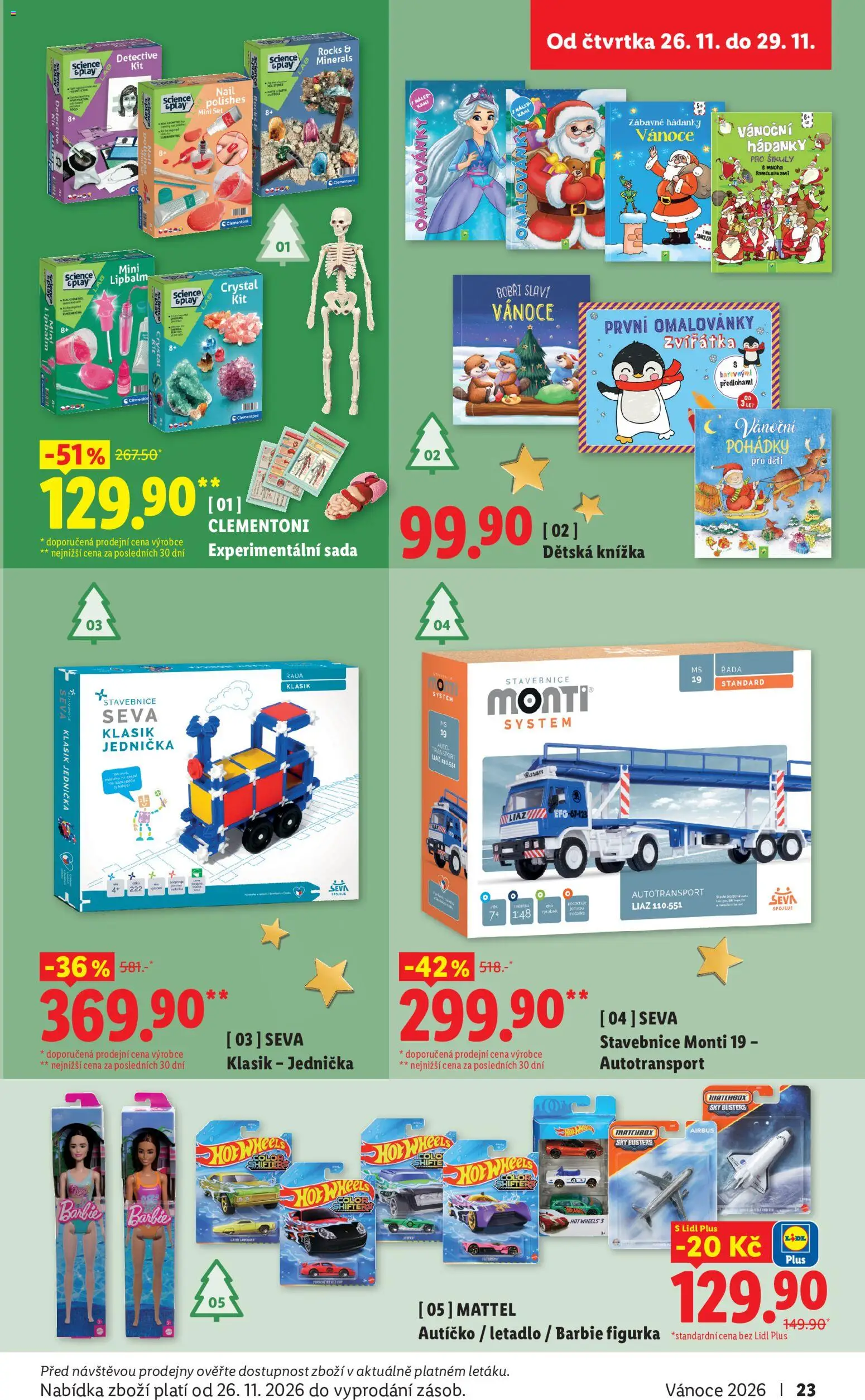 Lidl leták - Vánoční inspirace 2026 od 19.10.2026 | Strana: 23 | Produkty: Stavebnice, Knížka, Hot Wheels, Barbie