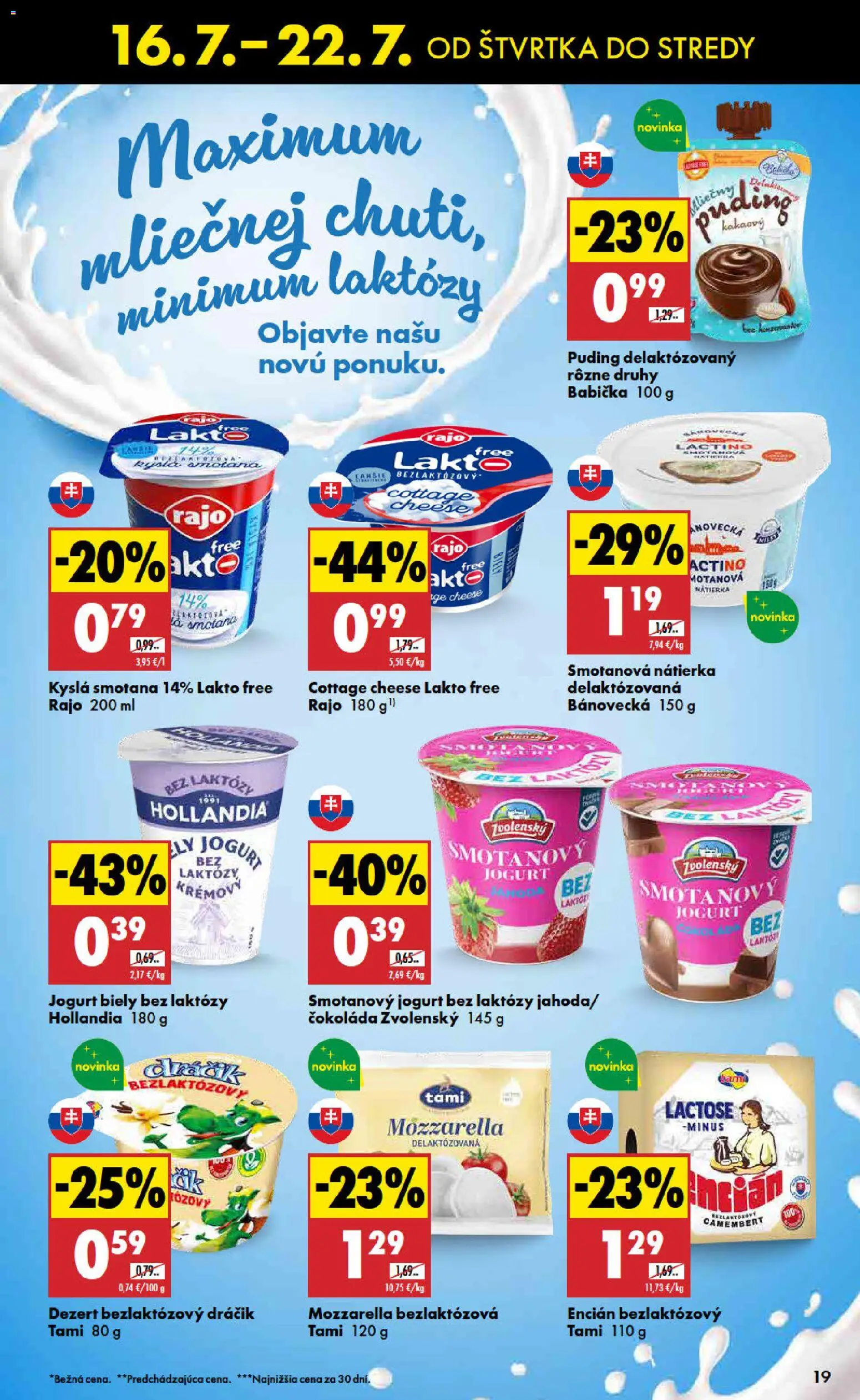 Nové Biedronka akcie – leták je platný od 16.07.2026 | Strana: 19 | Produkty: Smotana, Cottage cheese, Dezert, Camembert