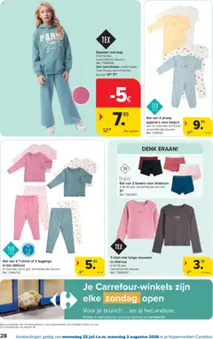 Basic Set van 2 boxers voor kinderen, 2 tot 16 jaar, verschillende kleuren - Voorbeeld van een folder van Carrefour, geldig van 22/07/2026 | Pagina: 28 | Producten: Leggings, Boxers, Sweater