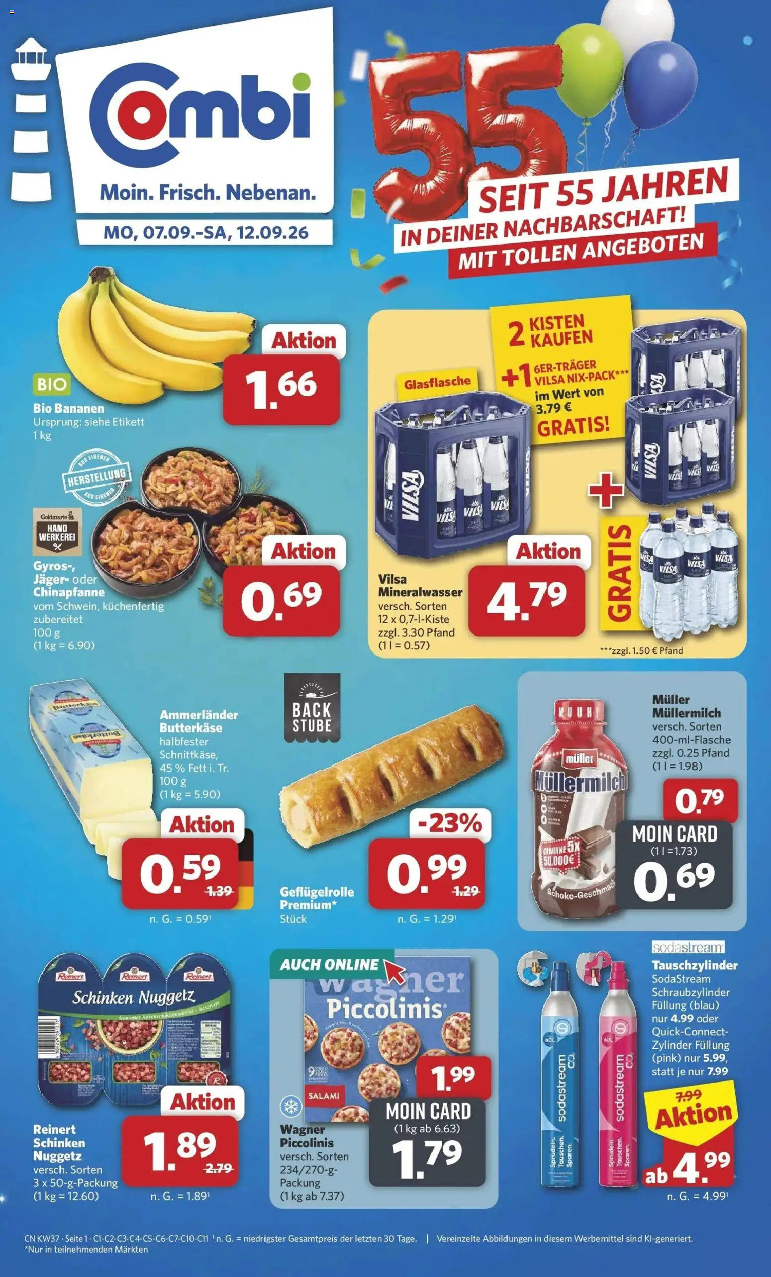 Combi Prospekt Twistringen – gültig ab 07.09.2026 | Seite: 1 | Produkte: Piccolinis, Müllermilch, Salami, Sodastream