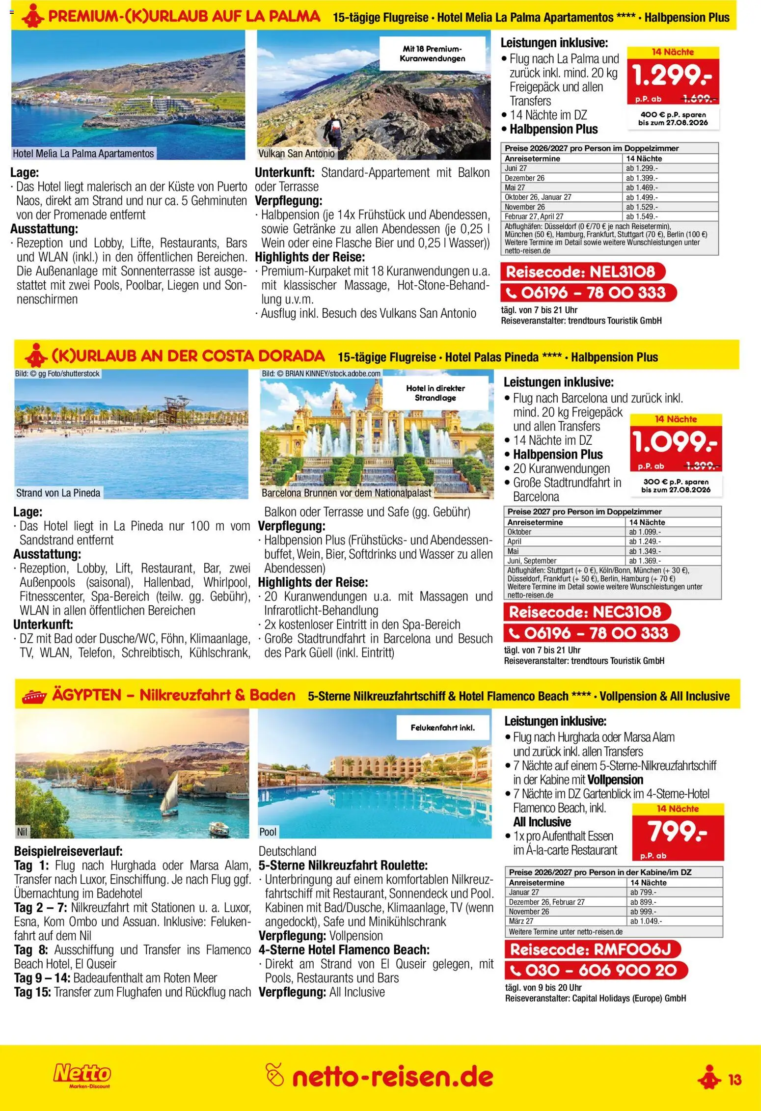 Netto Reisen Prospekt – gültig ab 30.07.2026 | Seite: 13 | Produkte: Bier, Bad, Wasser, TV