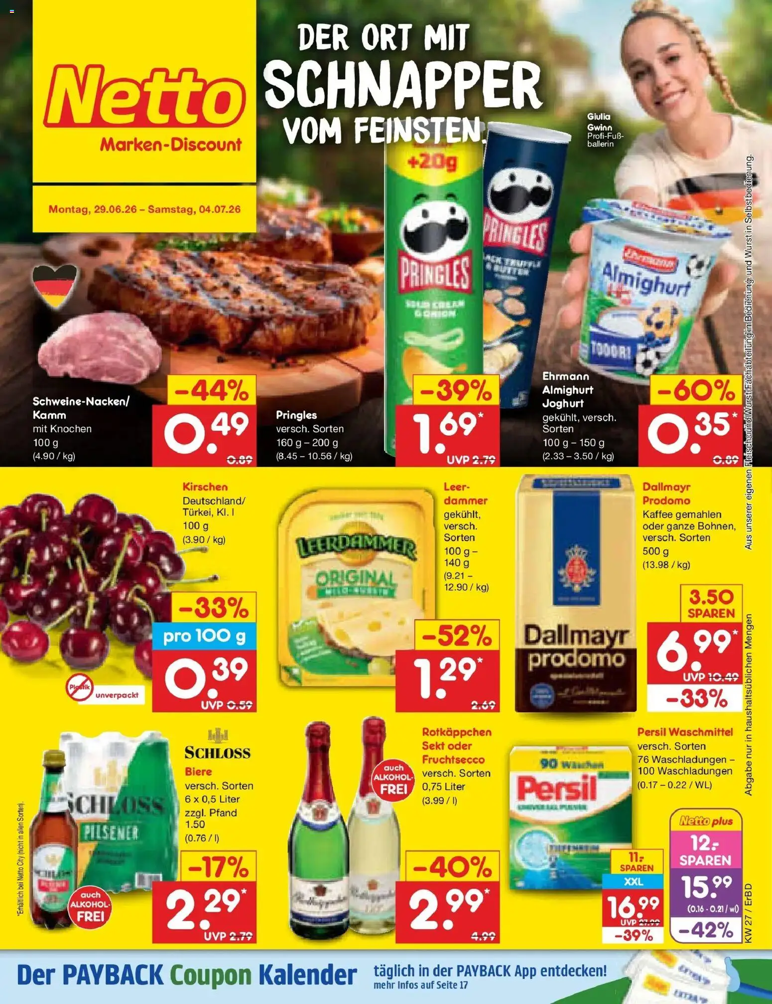 Netto Marken-Discount Prospekt Weimar – gültig ab 29.06.2026 | Seite: 1 | Produkte: Ehrmann almighurt, Sekt, Kirschen, Dallmayr
