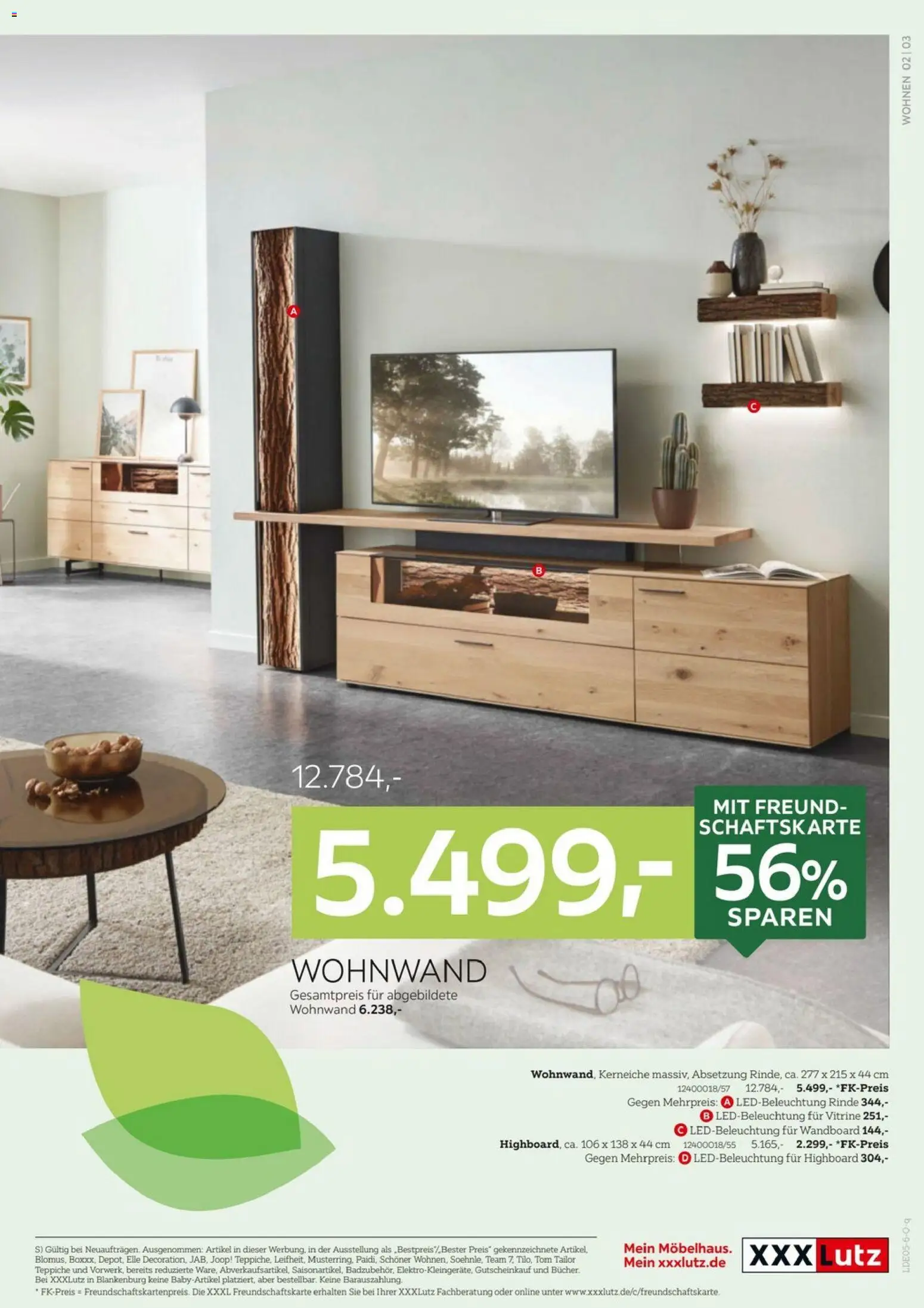 XXXLutz Massivholzmöbel – gültig ab 01.05.2026 | Seite: 3 | Produkte: Wohnwand, HIghboard, Wandboard, Vitrine