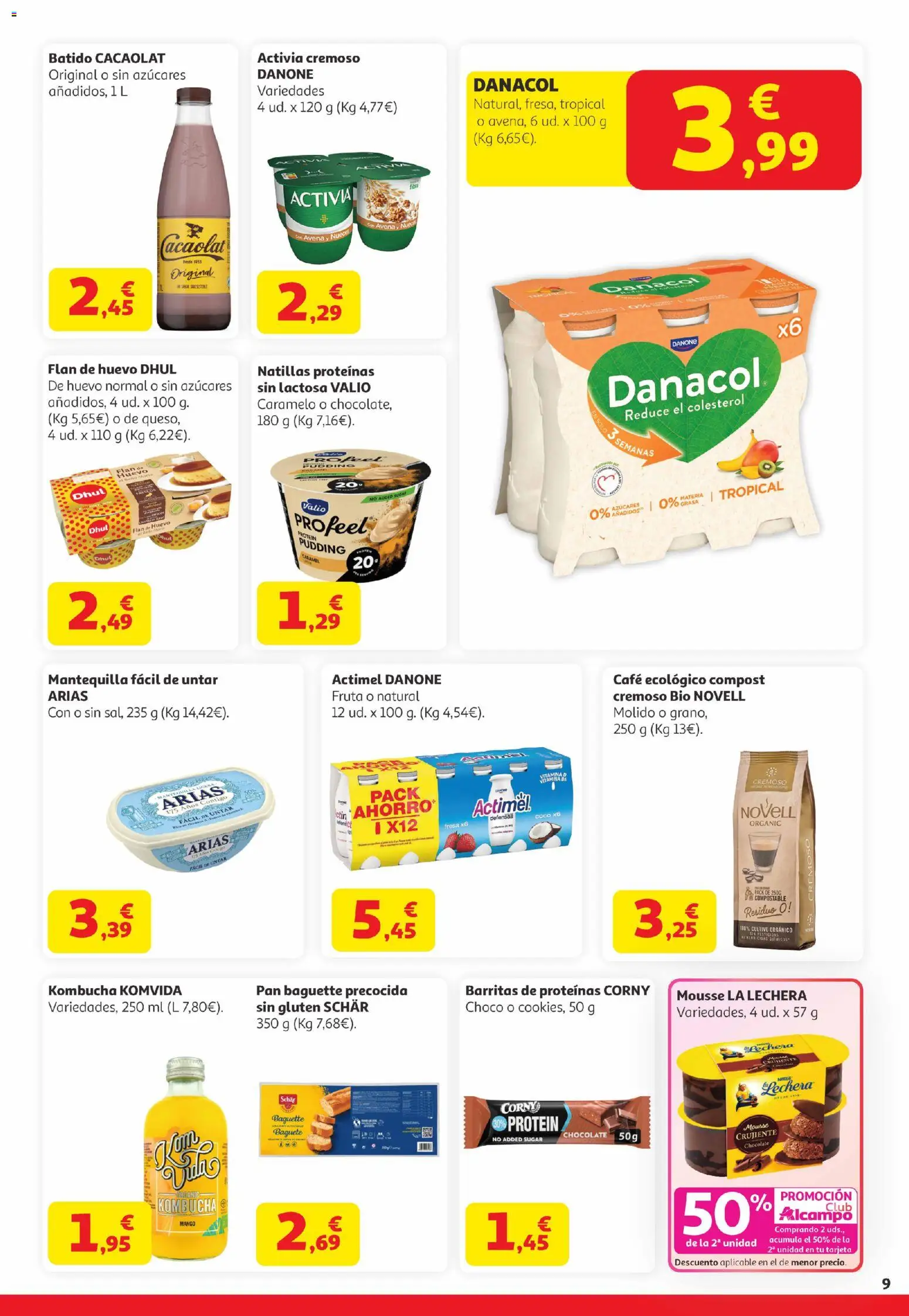 Alcampo Canarias │ válido desde el 07.04.2026 | Página: 9 | Productos: Mousse, Chocolate, Τυρόπιτα, Συσκευή ροής