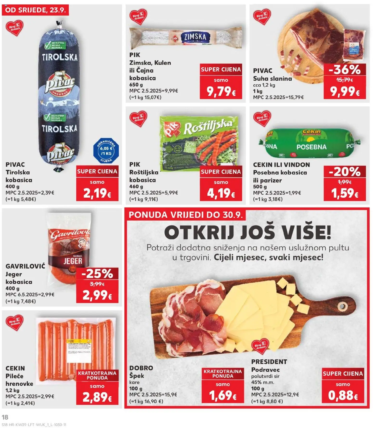Kaufland HR akciós ujság - amely érvényes a következő dátumtól: 2026.09.23. | Oldal: 18 | Termékek: Président