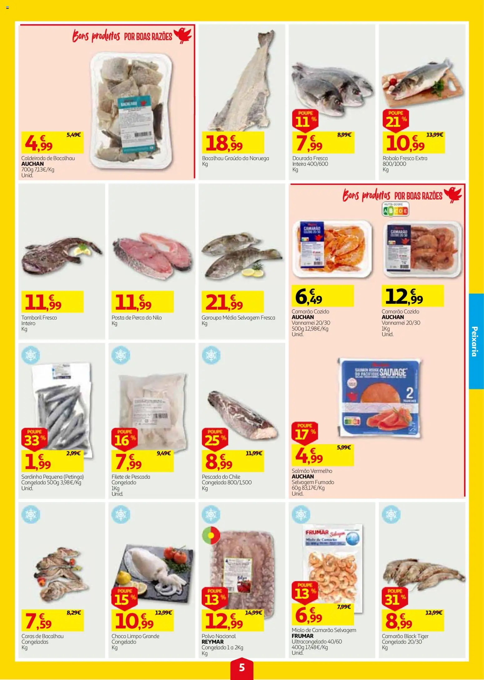 Auchan folheto │ válido de 24/09/2026 | Página: 5 | Produtos: Dourada, Polvo, Camarão, Tamboril